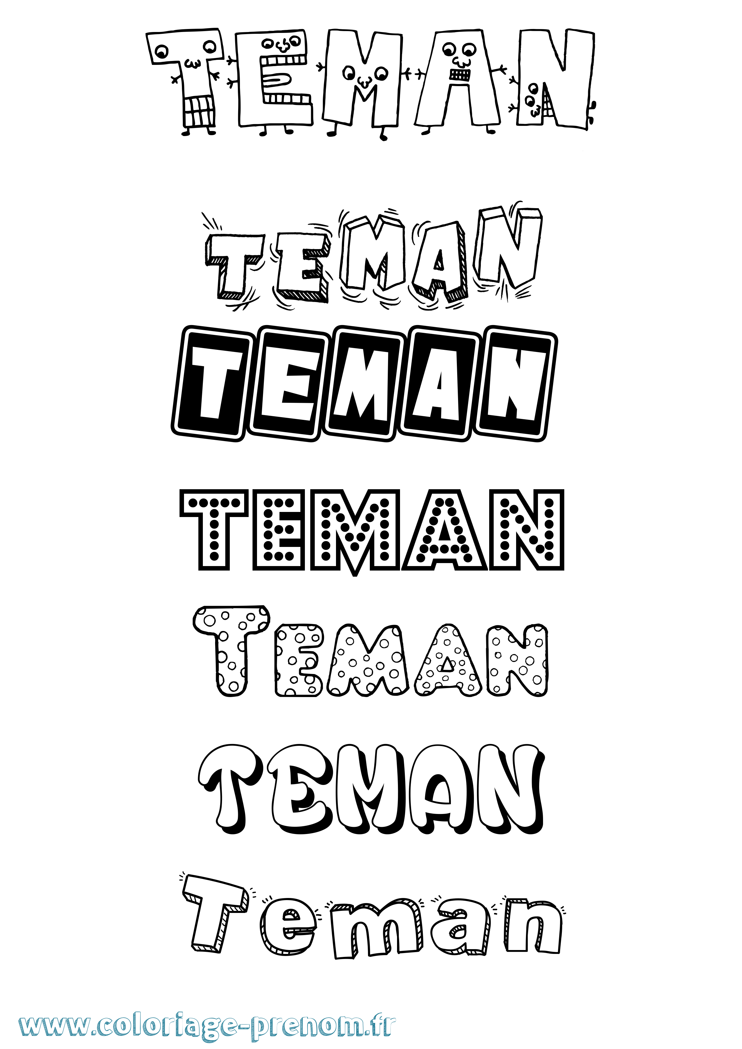 Coloriage Teman Fun Coloriage prénom Teman Fun