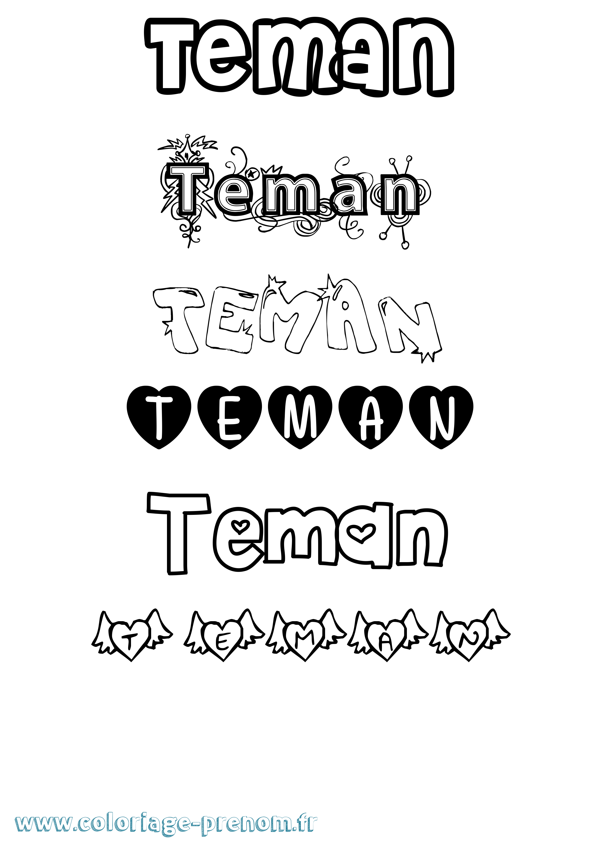 Coloriage Teman Girly Coloriage prénom Teman Girly