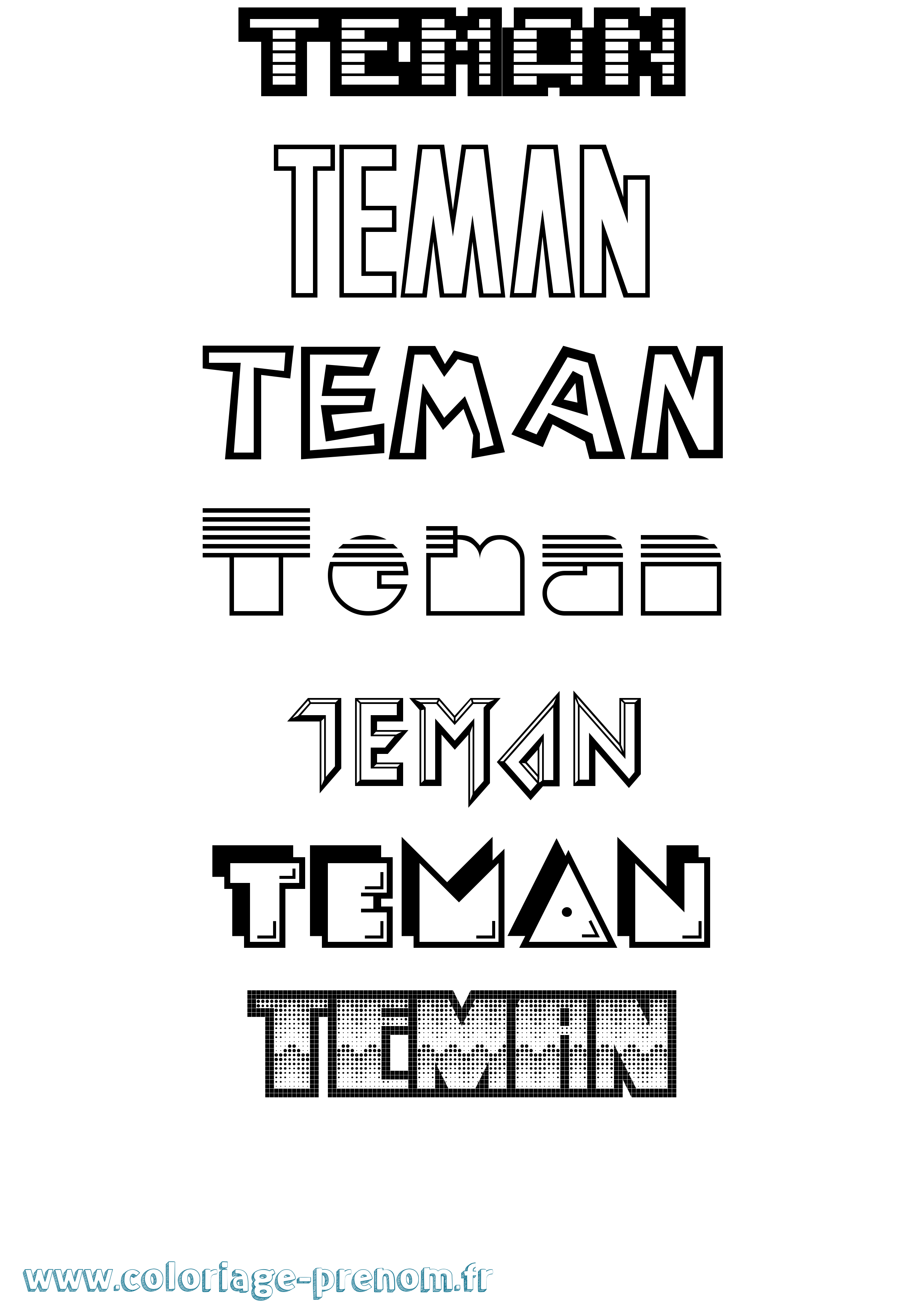 Coloriage Teman Jeux Vidéos Coloriage prénom Teman Jeux Vidéos