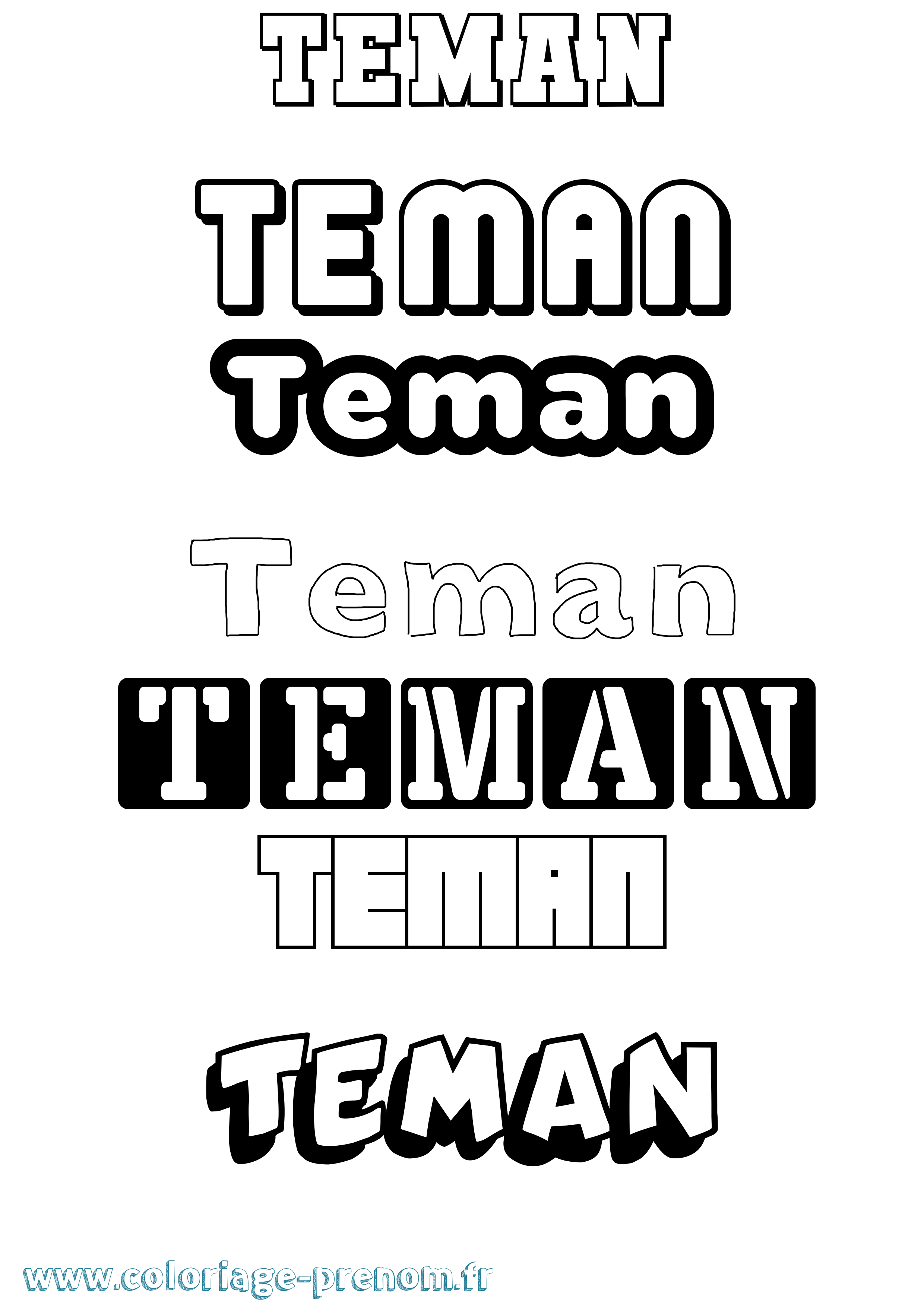 Coloriage Teman Simple Coloriage prénom Teman Simple