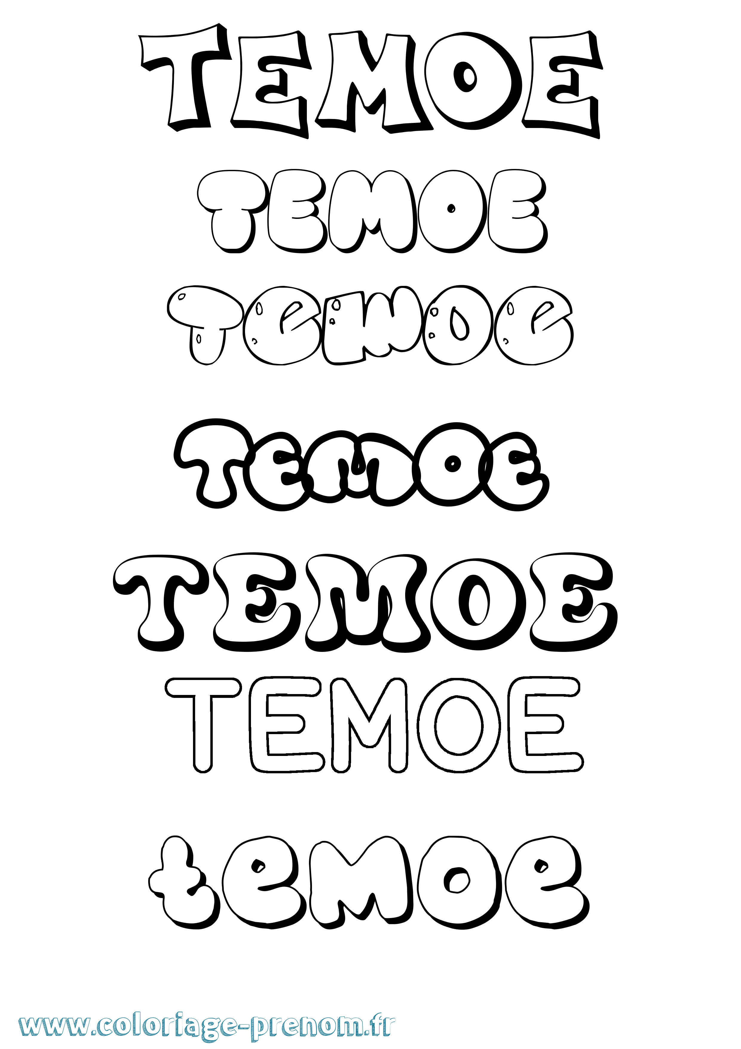 Coloriage Temoe Bubble Coloriage prénom Temoe Bubble