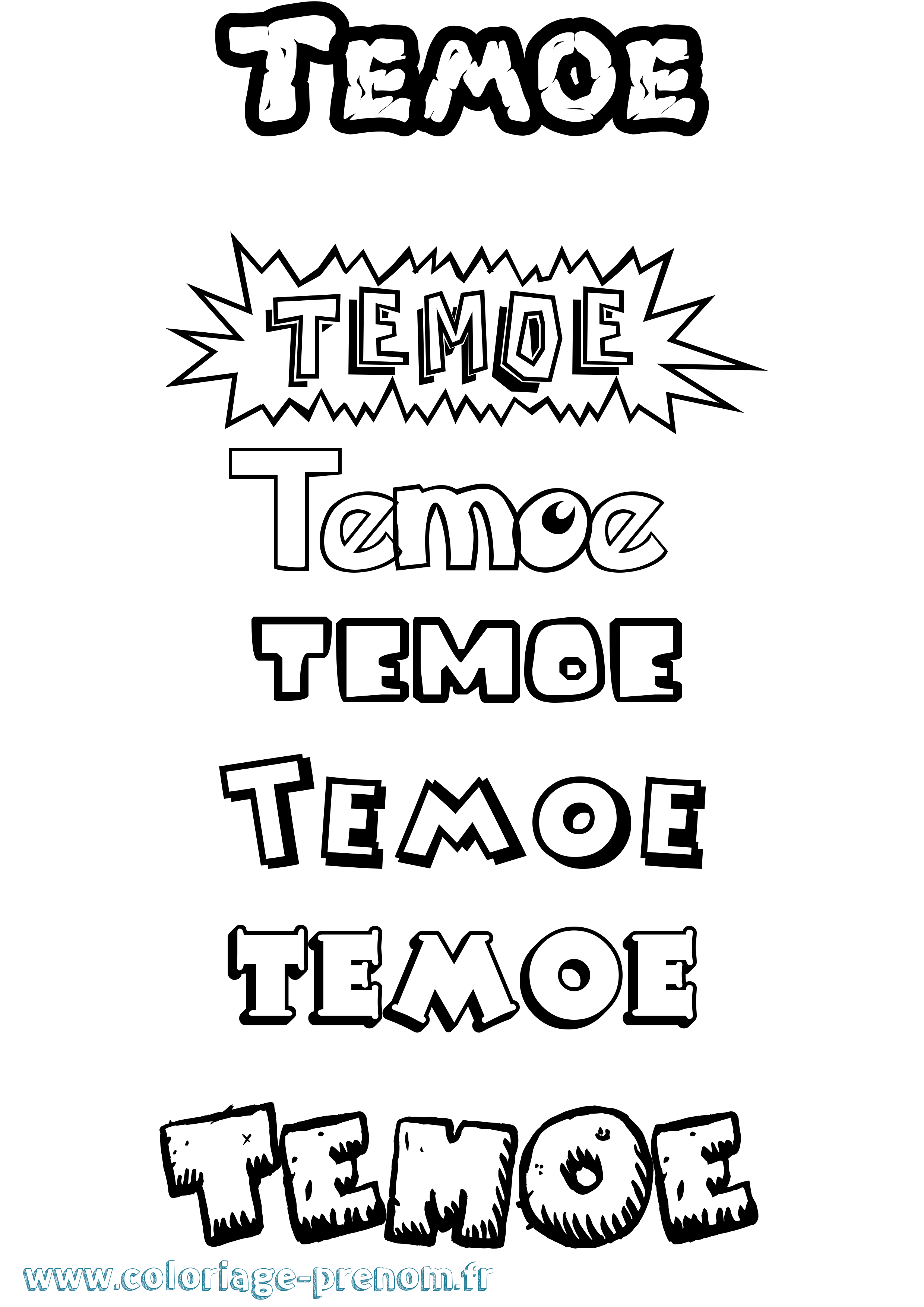 Coloriage Temoe Dessin Animé Coloriage prénom Temoe Dessin Animé