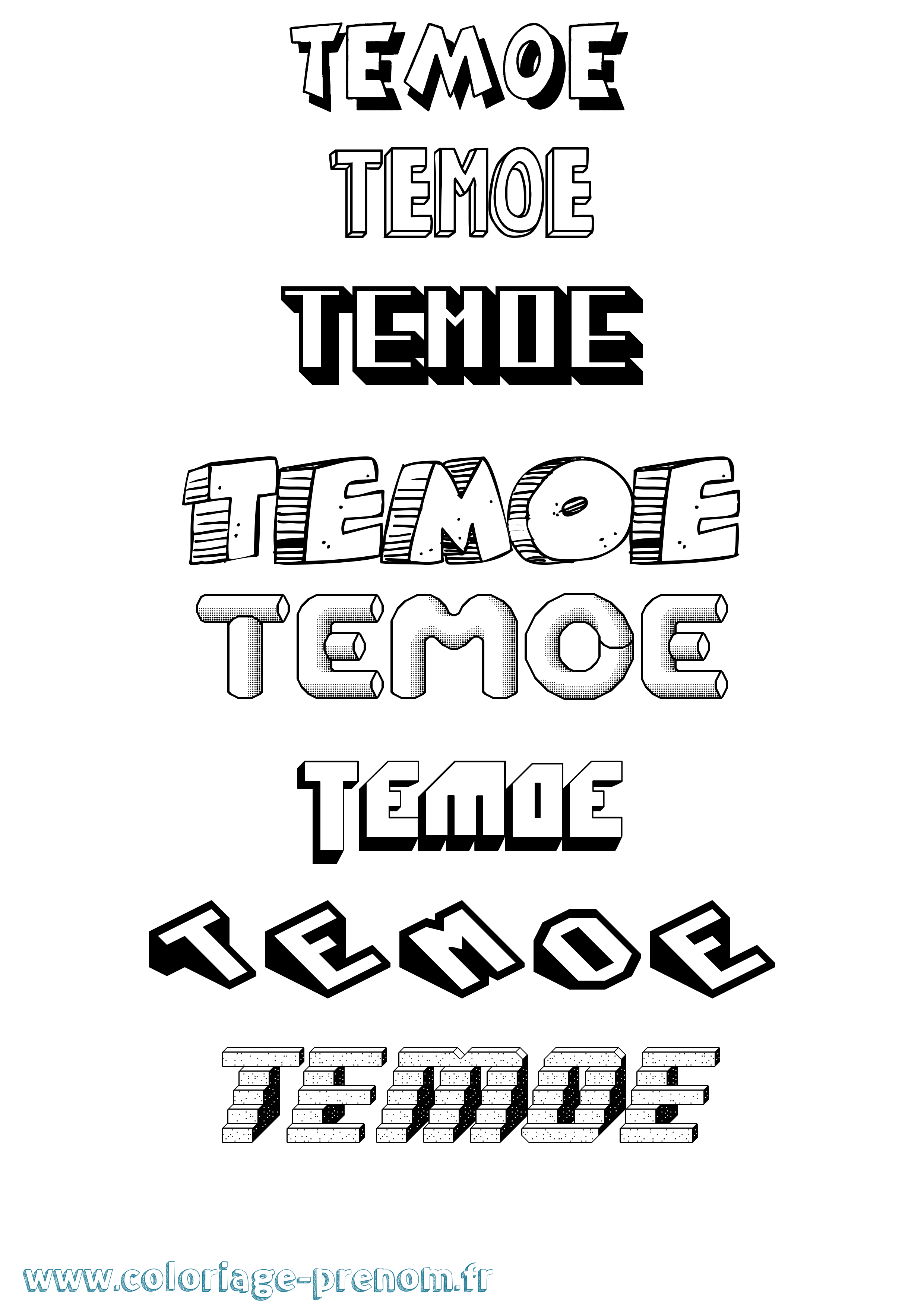 Coloriage Temoe Effet 3D Coloriage prénom Temoe Effet 3D