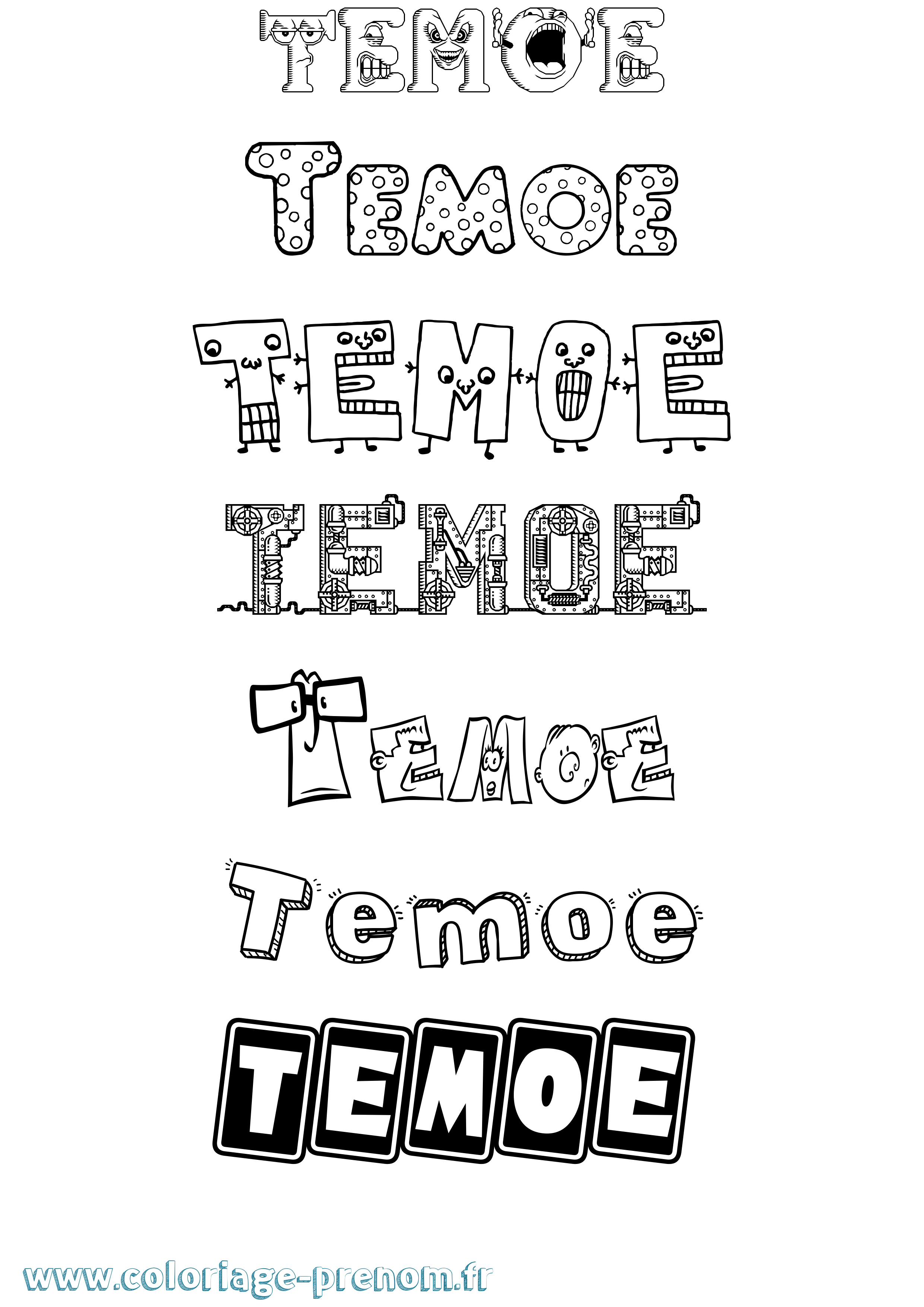 Coloriage Temoe Fun Coloriage prénom Temoe Fun