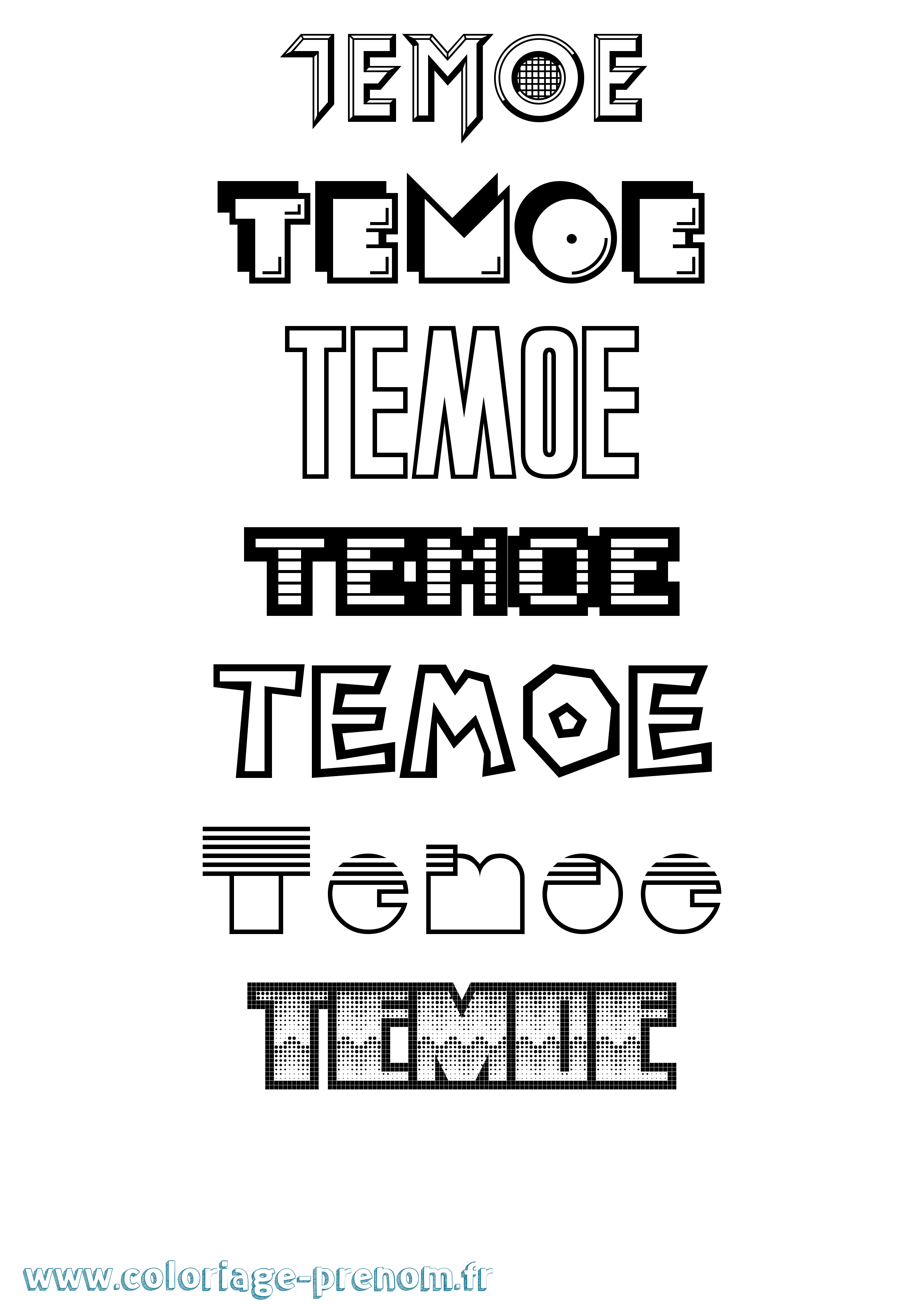 Coloriage Temoe Jeux Vidéos Coloriage prénom Temoe Jeux Vidéos
