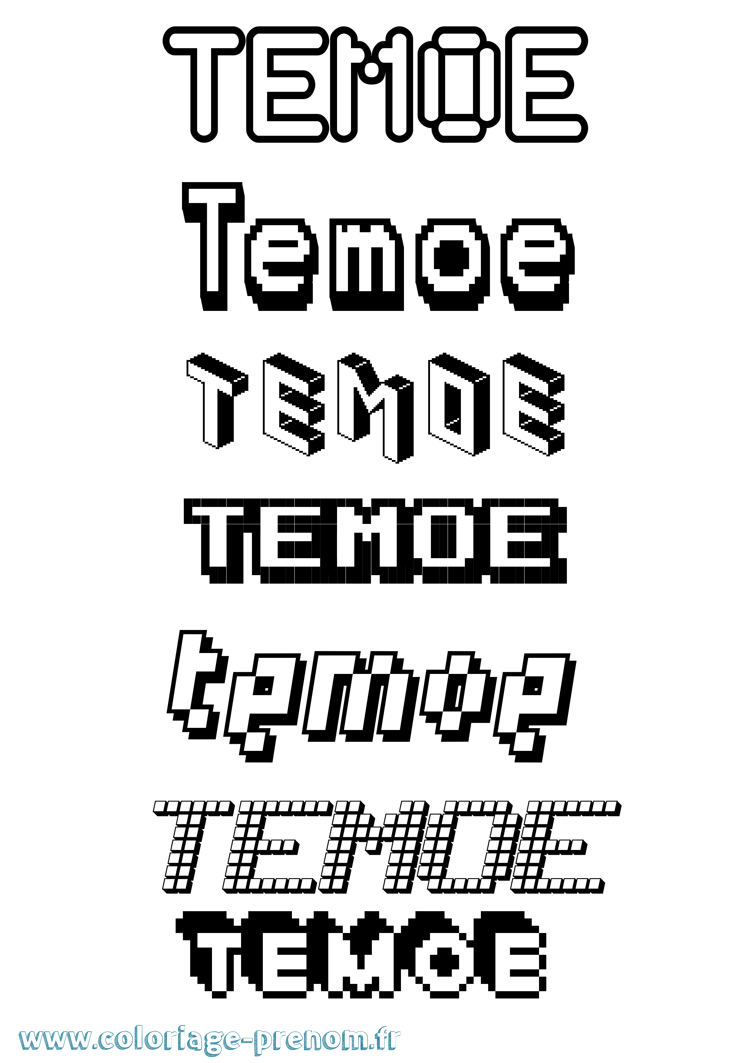 Coloriage Temoe Pixel Coloriage prénom Temoe Pixel
