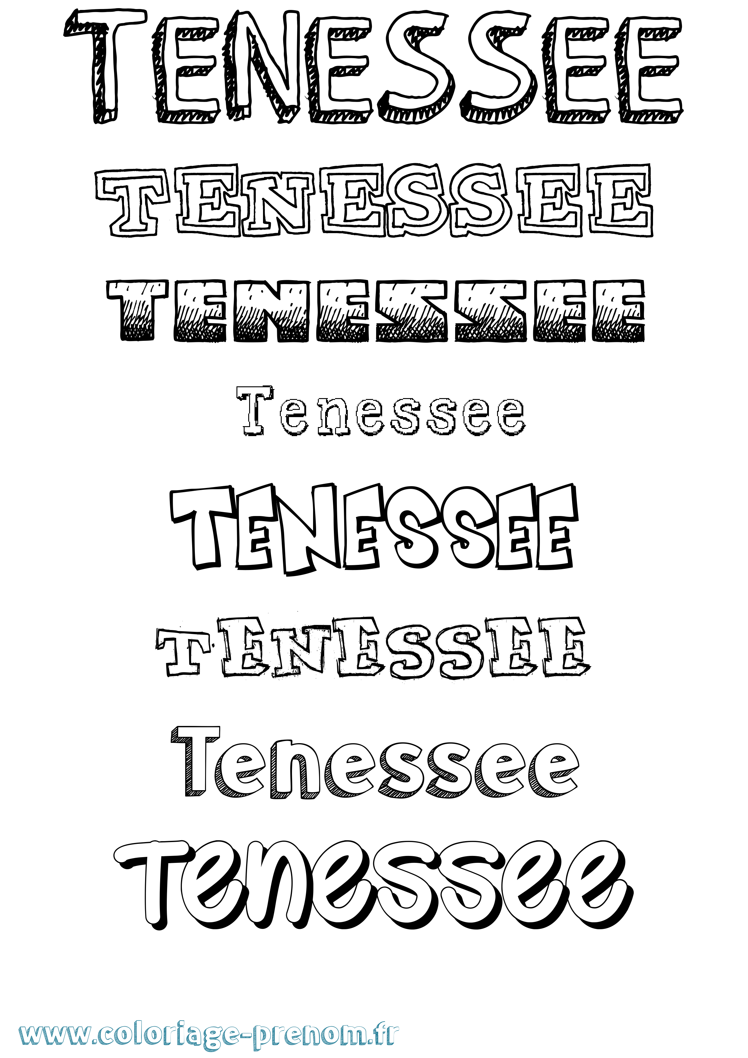 Coloriage Tenessee Dessiné Coloriage prénom Tenessee Dessiné