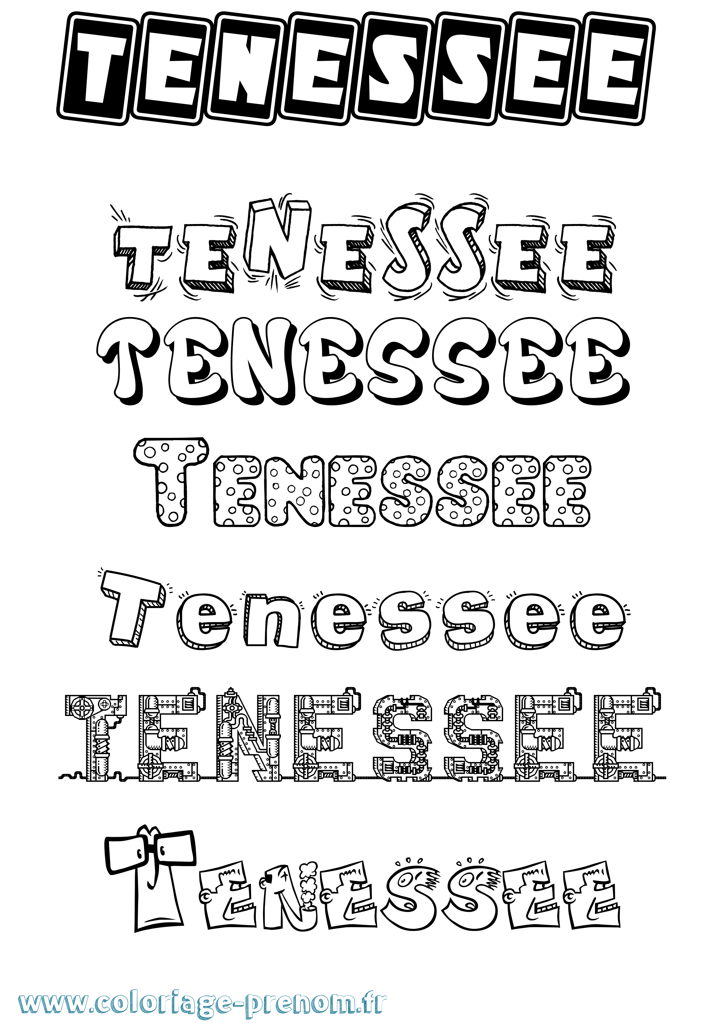 Coloriage Tenessee Fun Coloriage prénom Tenessee Fun