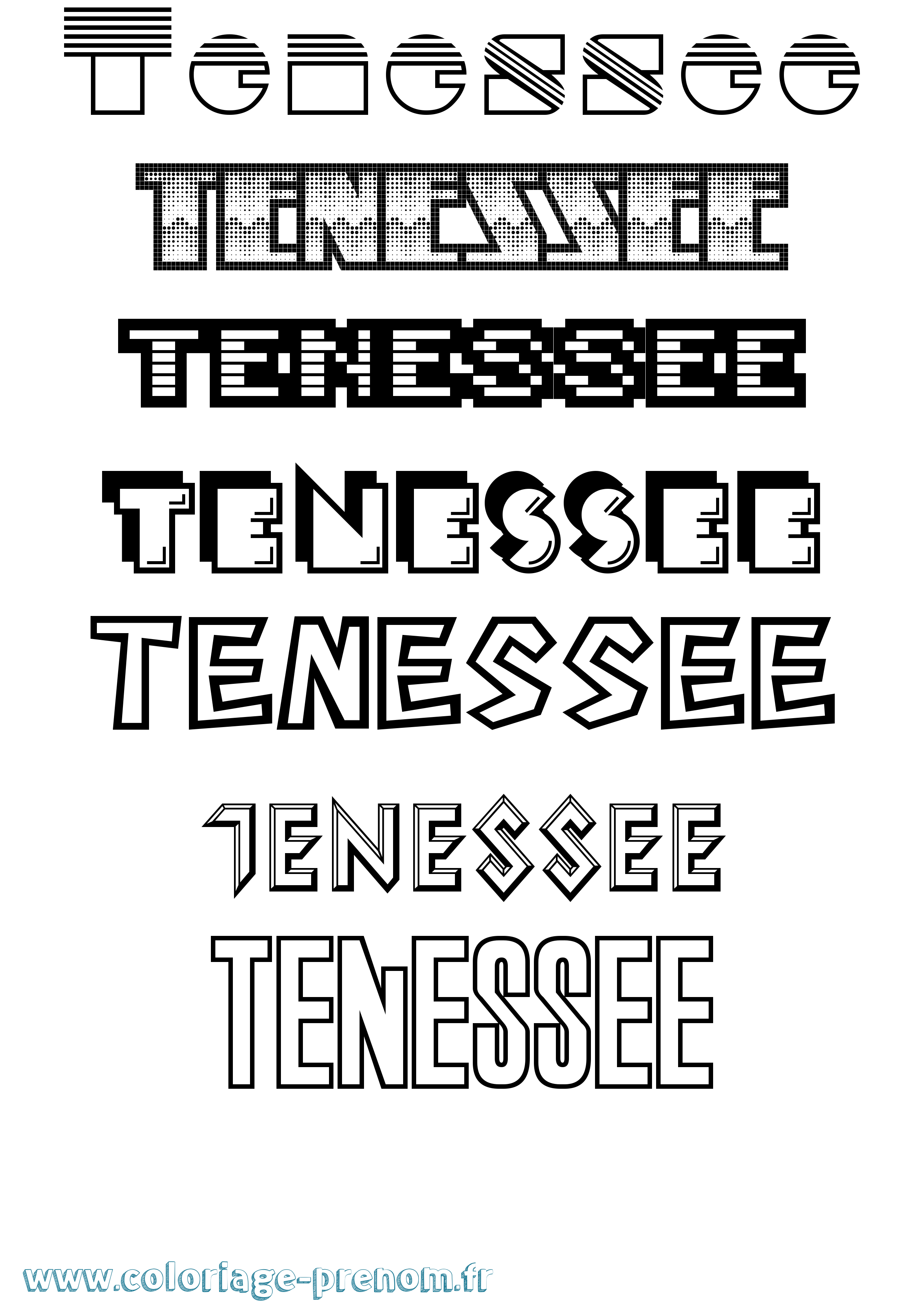 Coloriage Tenessee Jeux Vidéos Coloriage prénom Tenessee Jeux Vidéos
