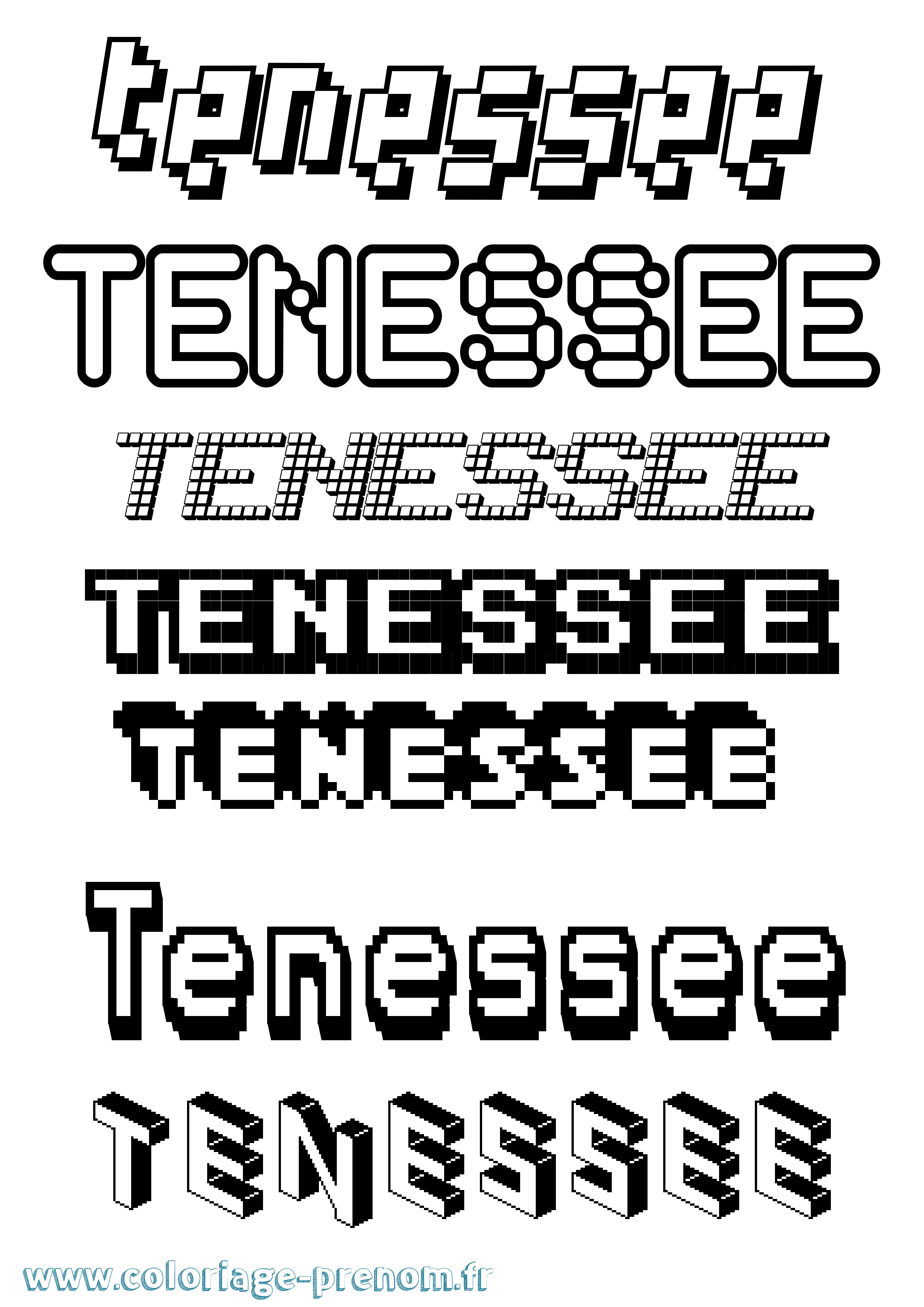 Coloriage Tenessee Pixel Coloriage prénom Tenessee Pixel