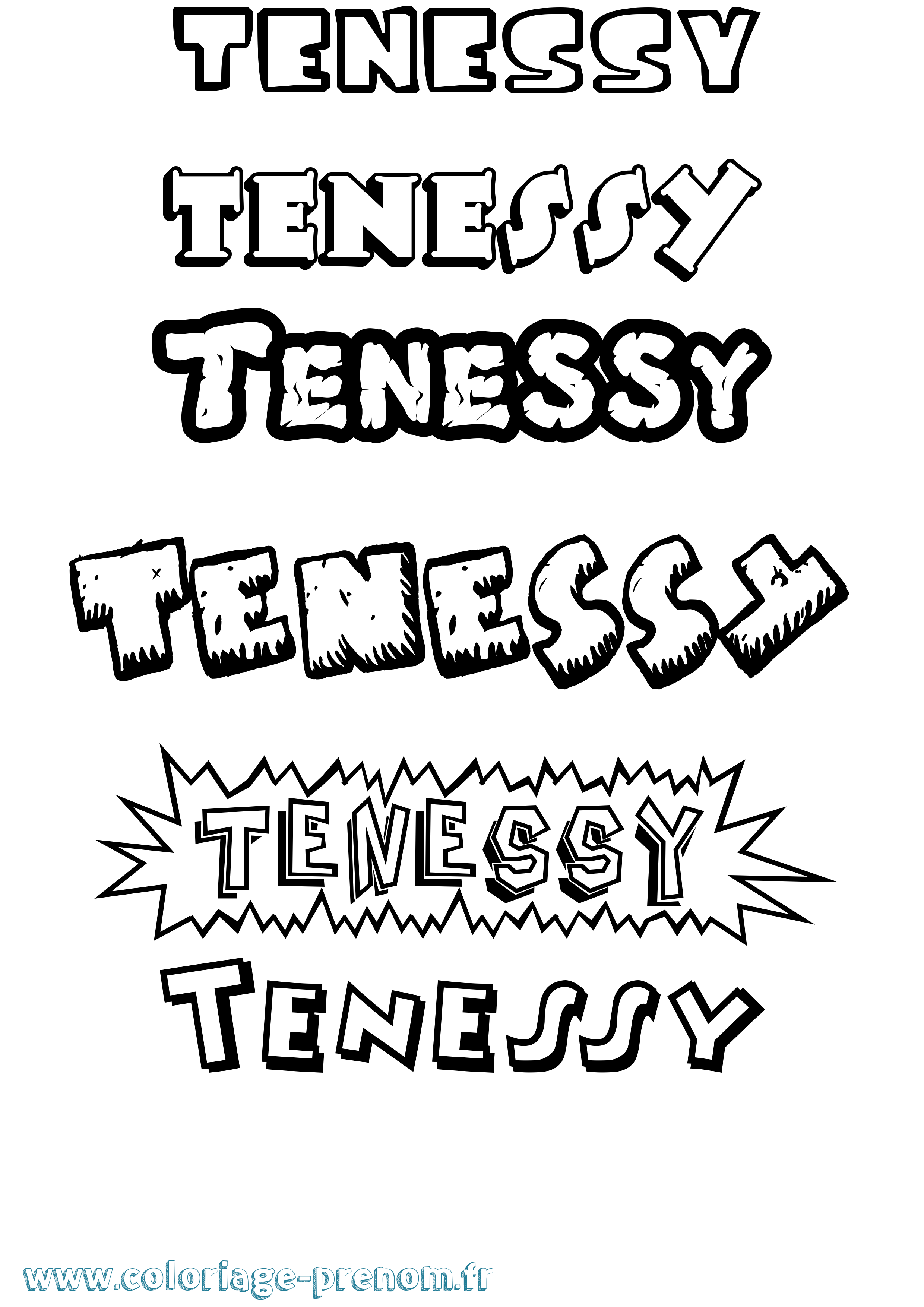 Coloriage Tenessy Dessin Animé Coloriage prénom Tenessy Dessin Animé