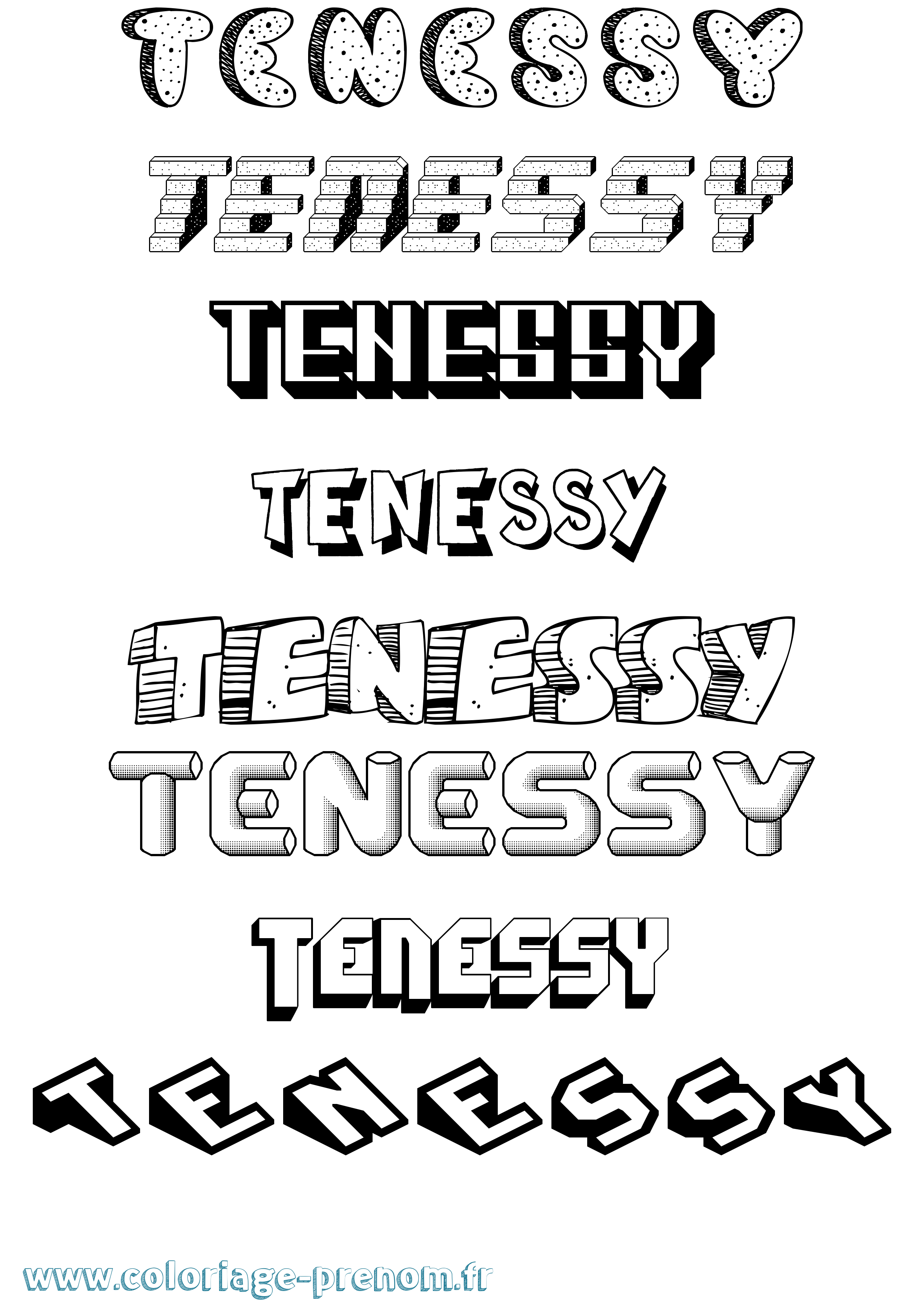 Coloriage Tenessy Effet 3D Coloriage prénom Tenessy Effet 3D