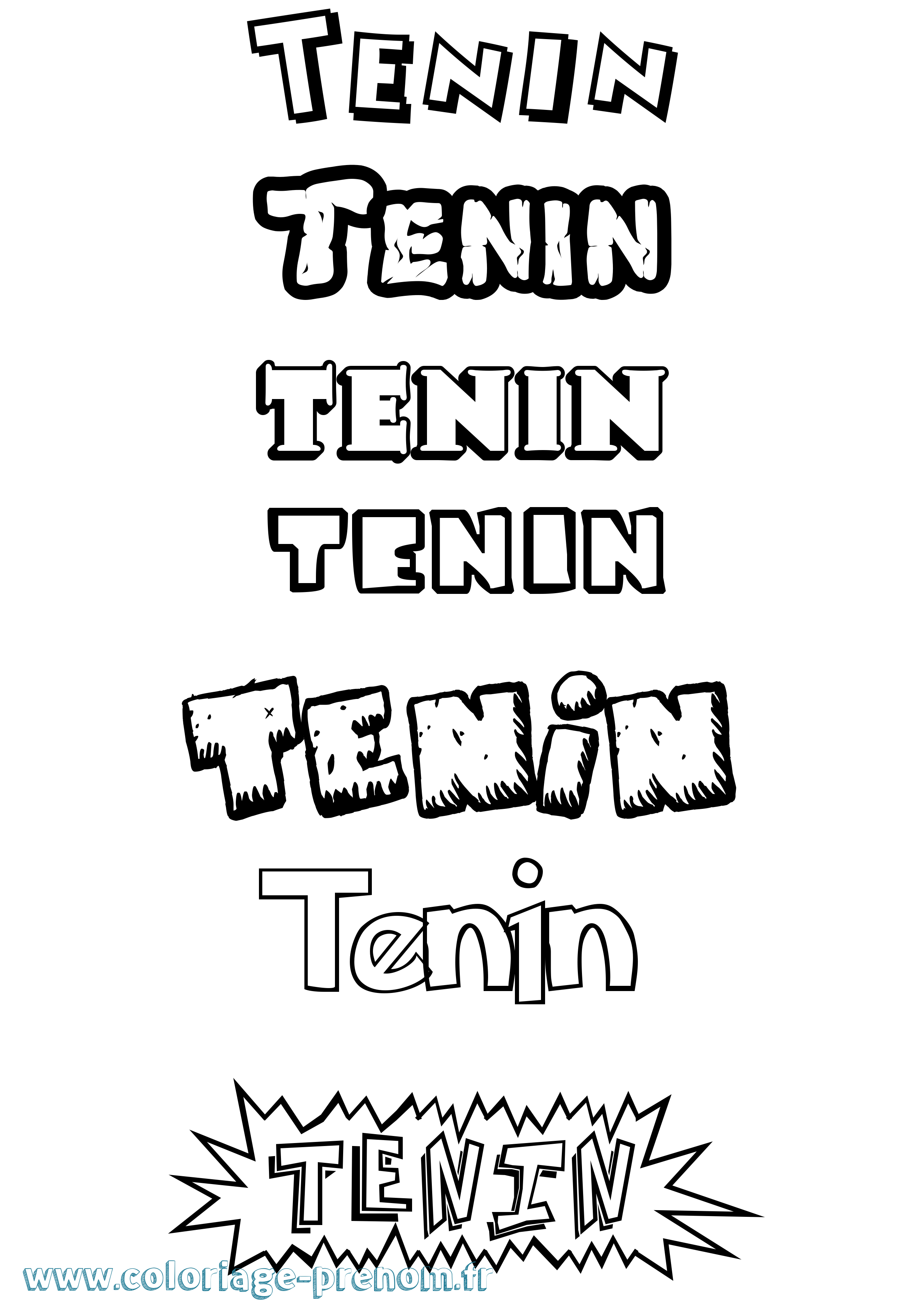 Coloriage Tenin Dessin Animé Coloriage prénom Tenin Dessin Animé