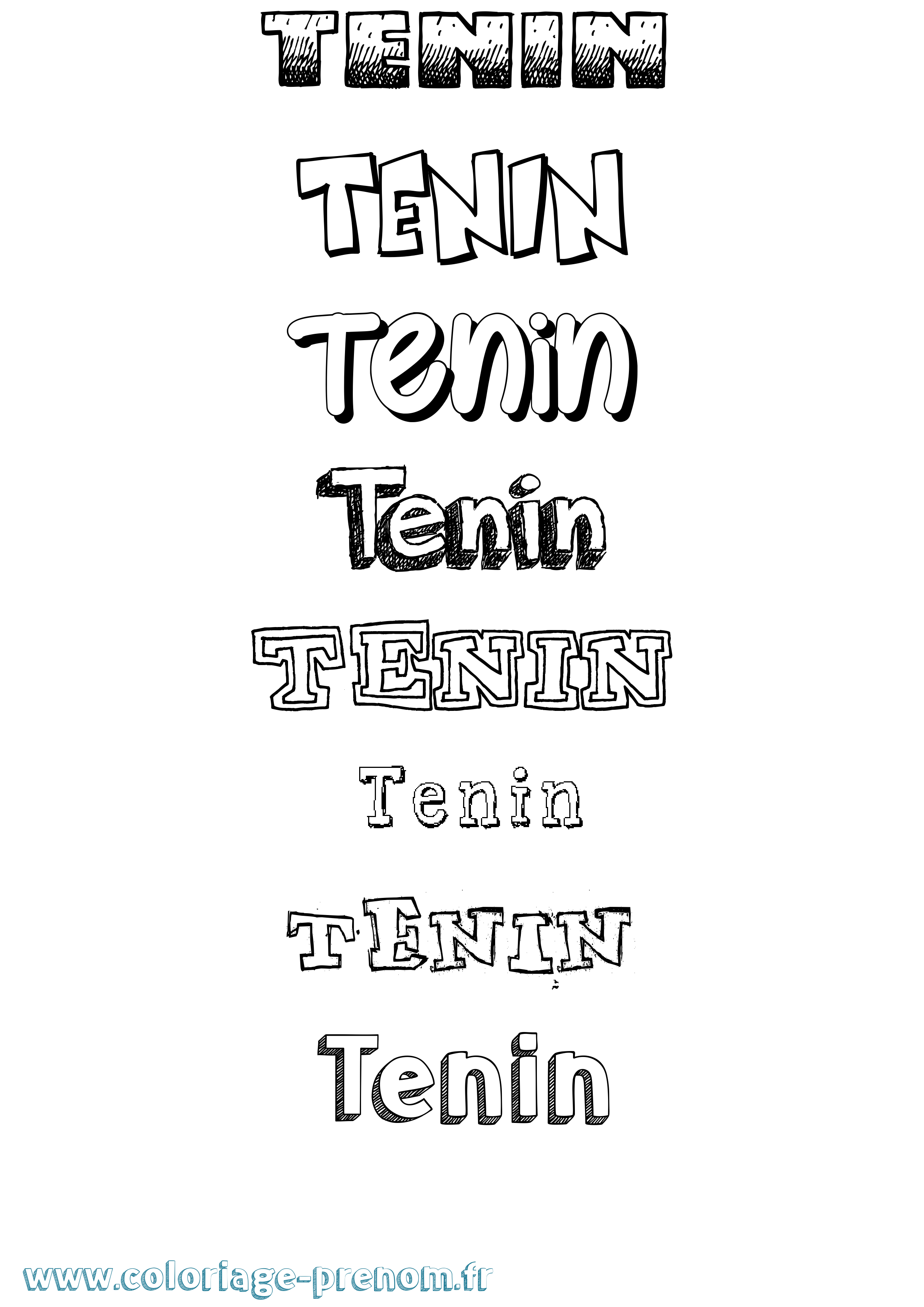 Coloriage Tenin Dessiné Coloriage prénom Tenin Dessiné