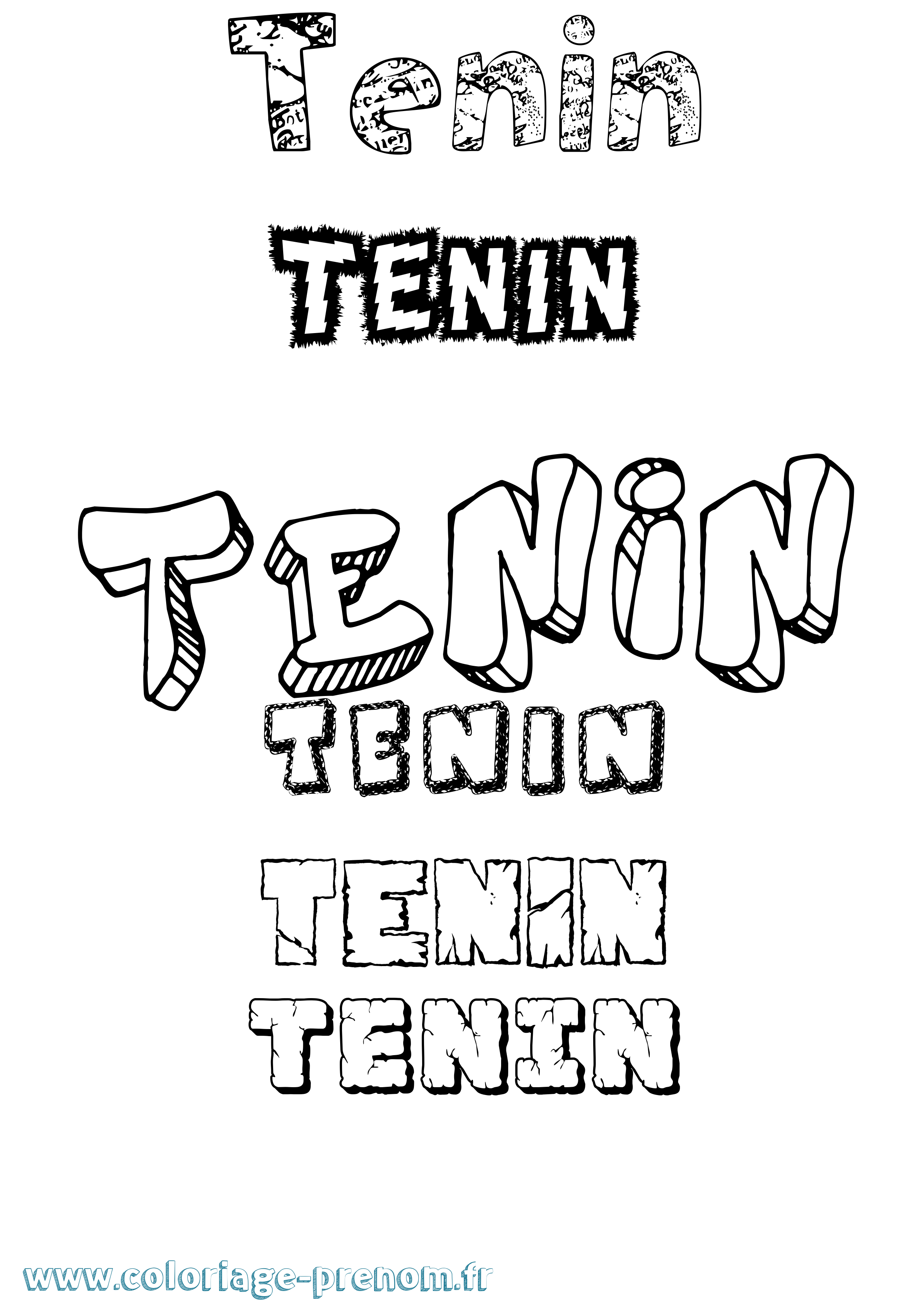 Coloriage Tenin Destructuré Coloriage prénom Tenin Destructuré