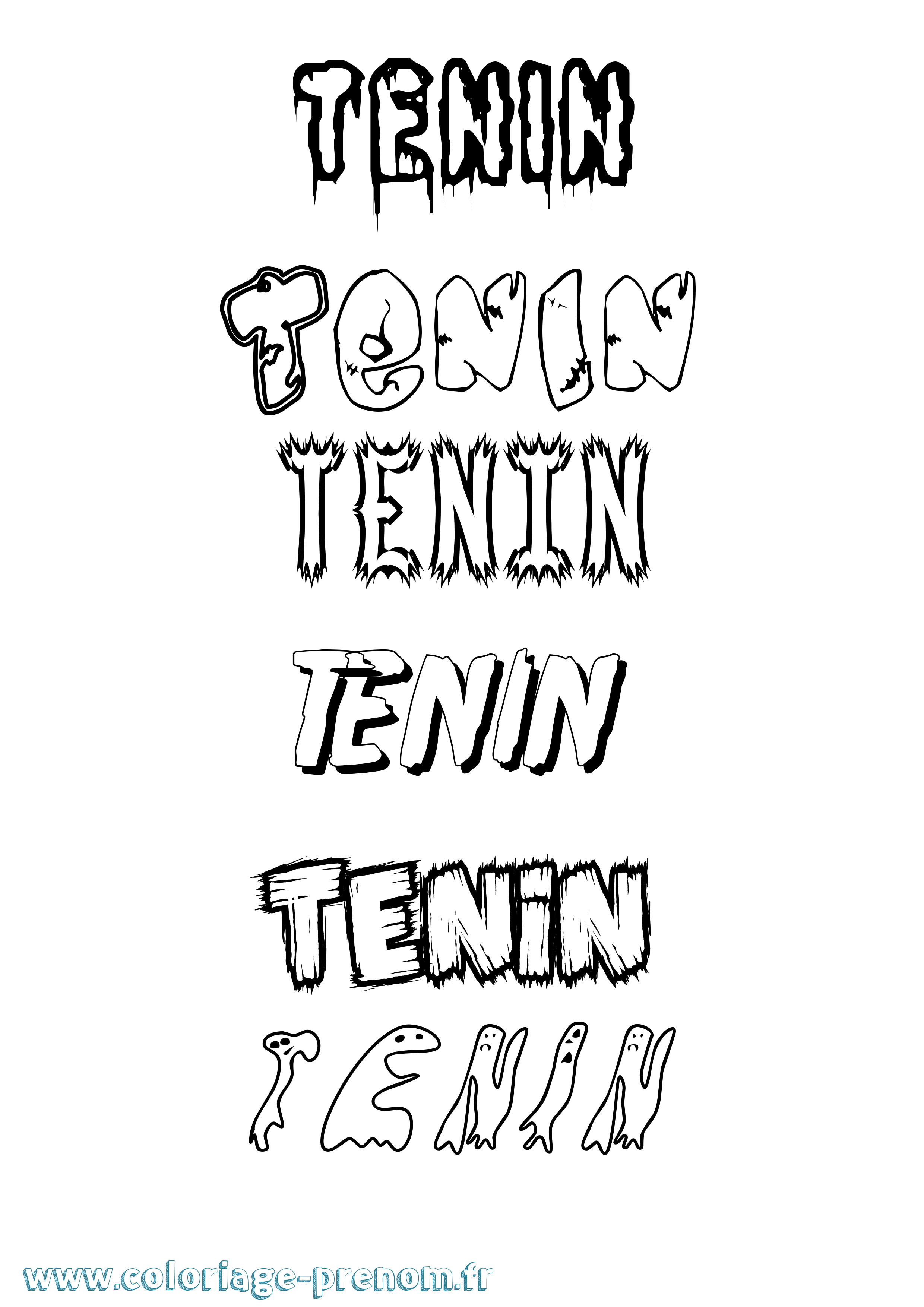 Coloriage Tenin Frisson Coloriage prénom Tenin Frisson