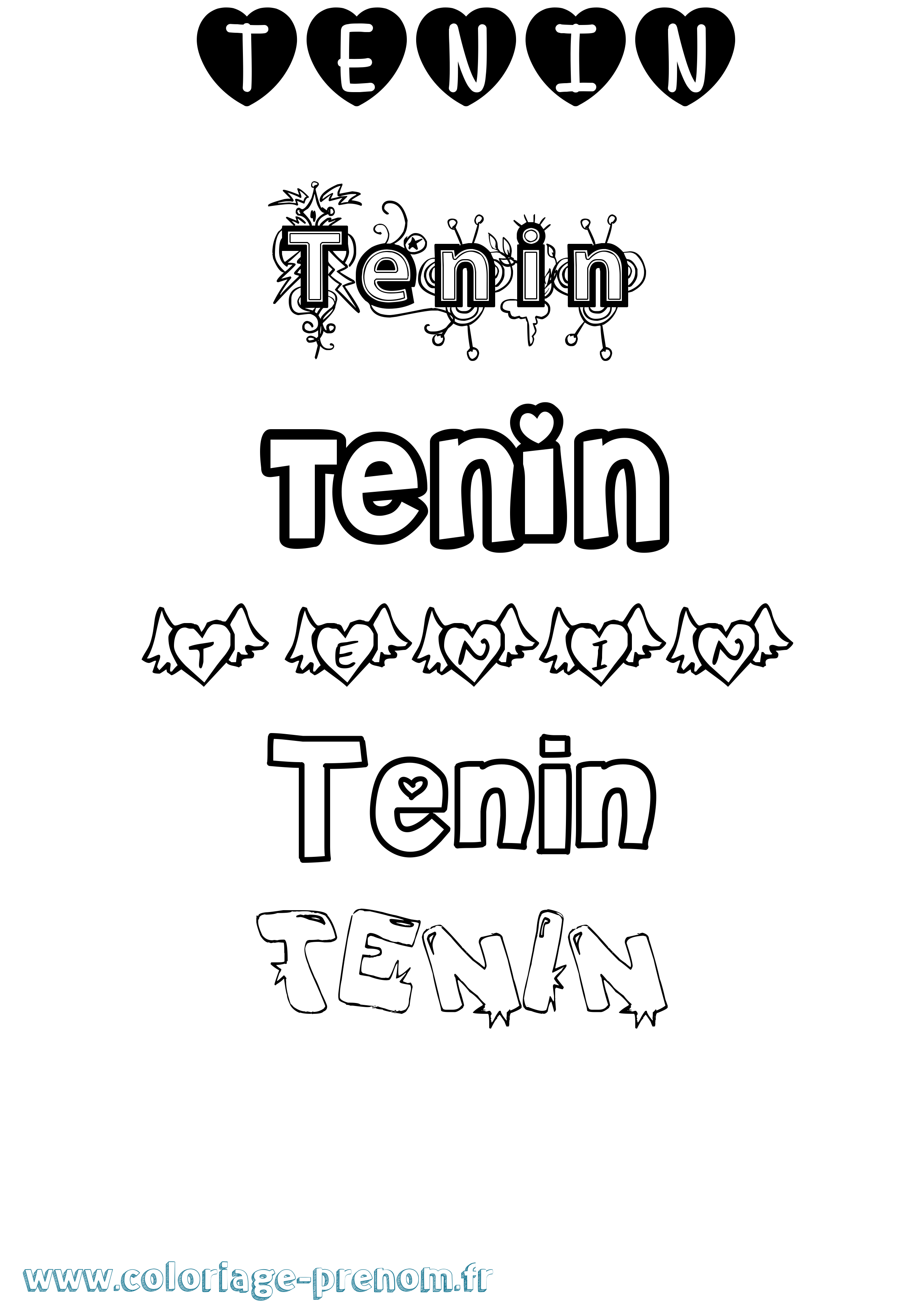 Coloriage Tenin Girly Coloriage prénom Tenin Girly