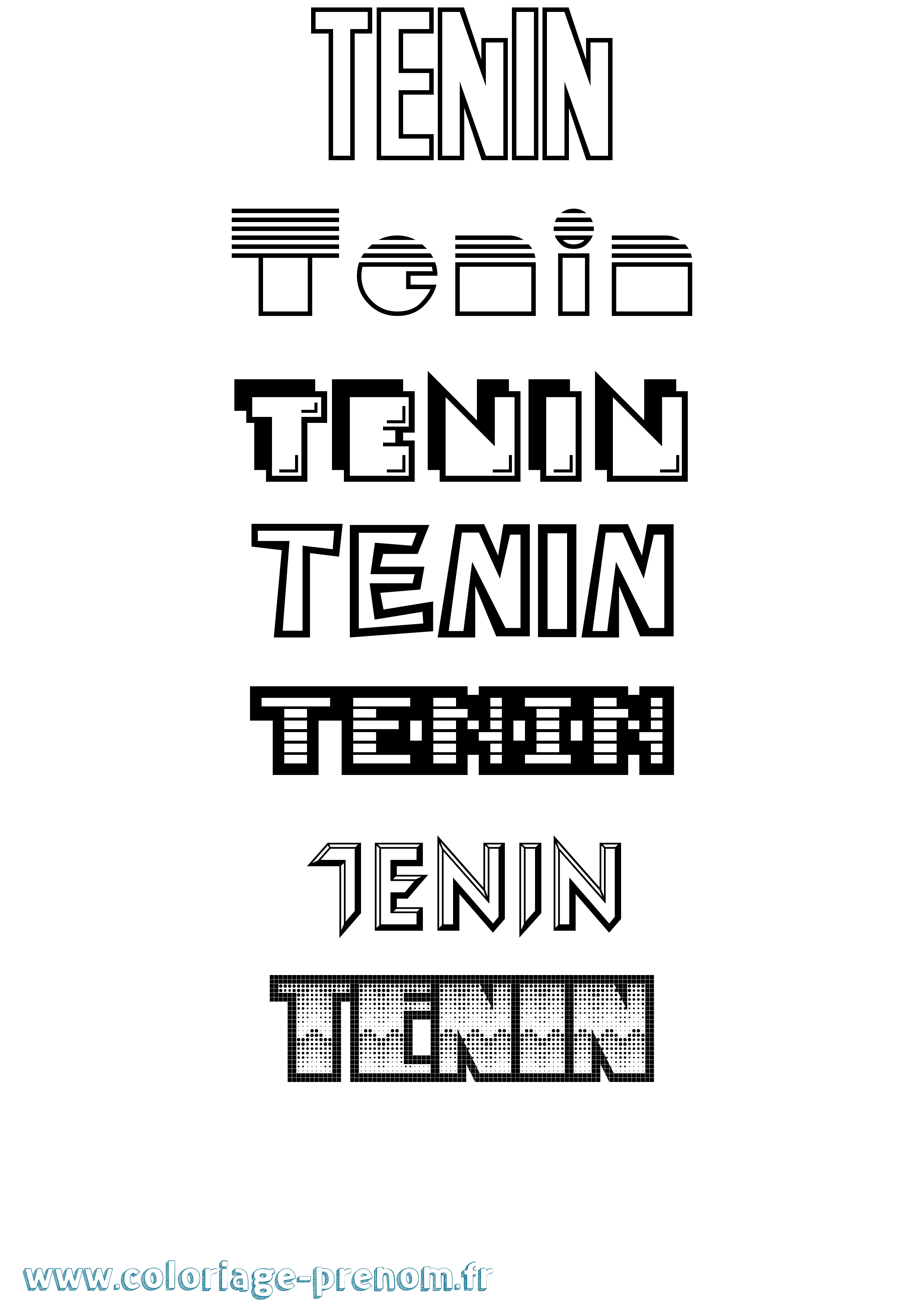 Coloriage Tenin Jeux Vidéos Coloriage prénom Tenin Jeux Vidéos