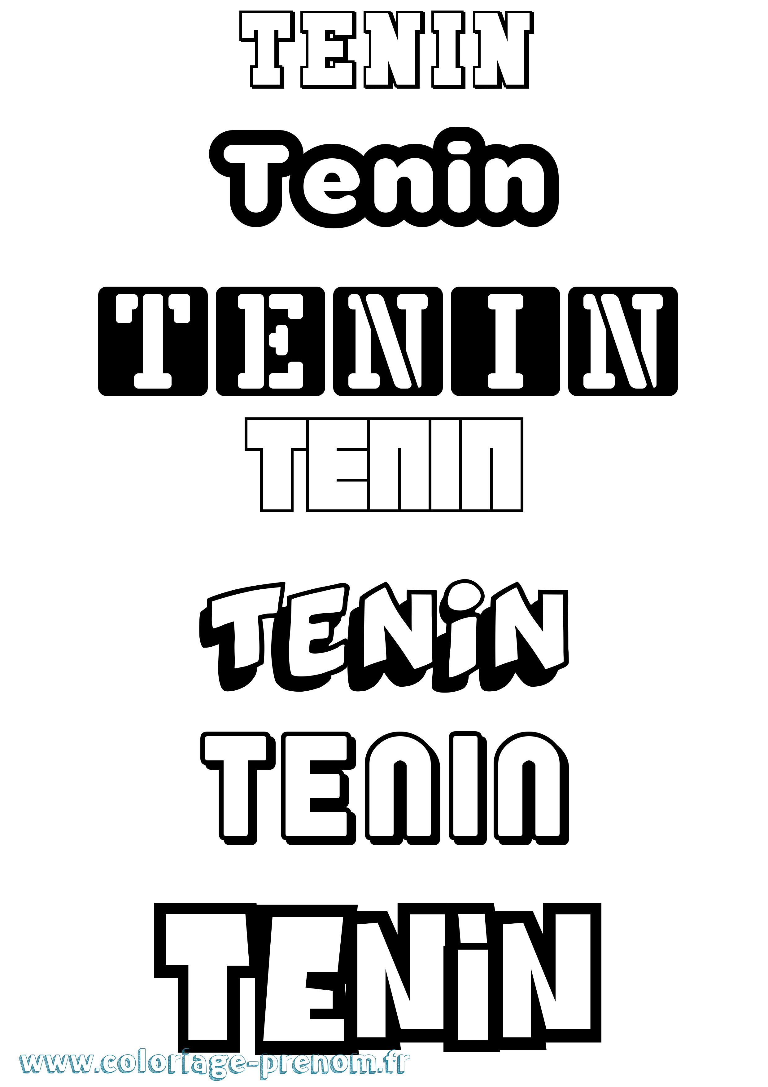 Coloriage Tenin Simple Coloriage prénom Tenin Simple