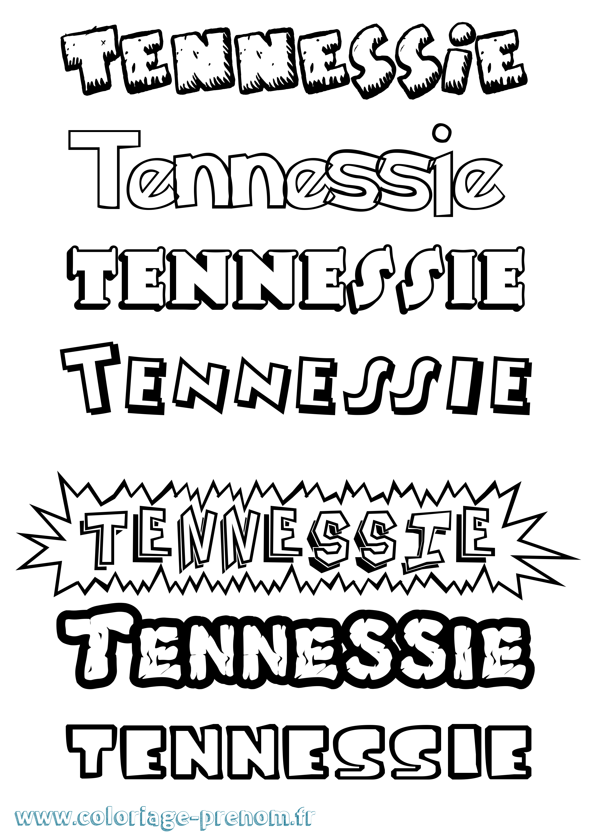 Coloriage Tennessie Dessin Animé Coloriage prénom Tennessie Dessin Animé
