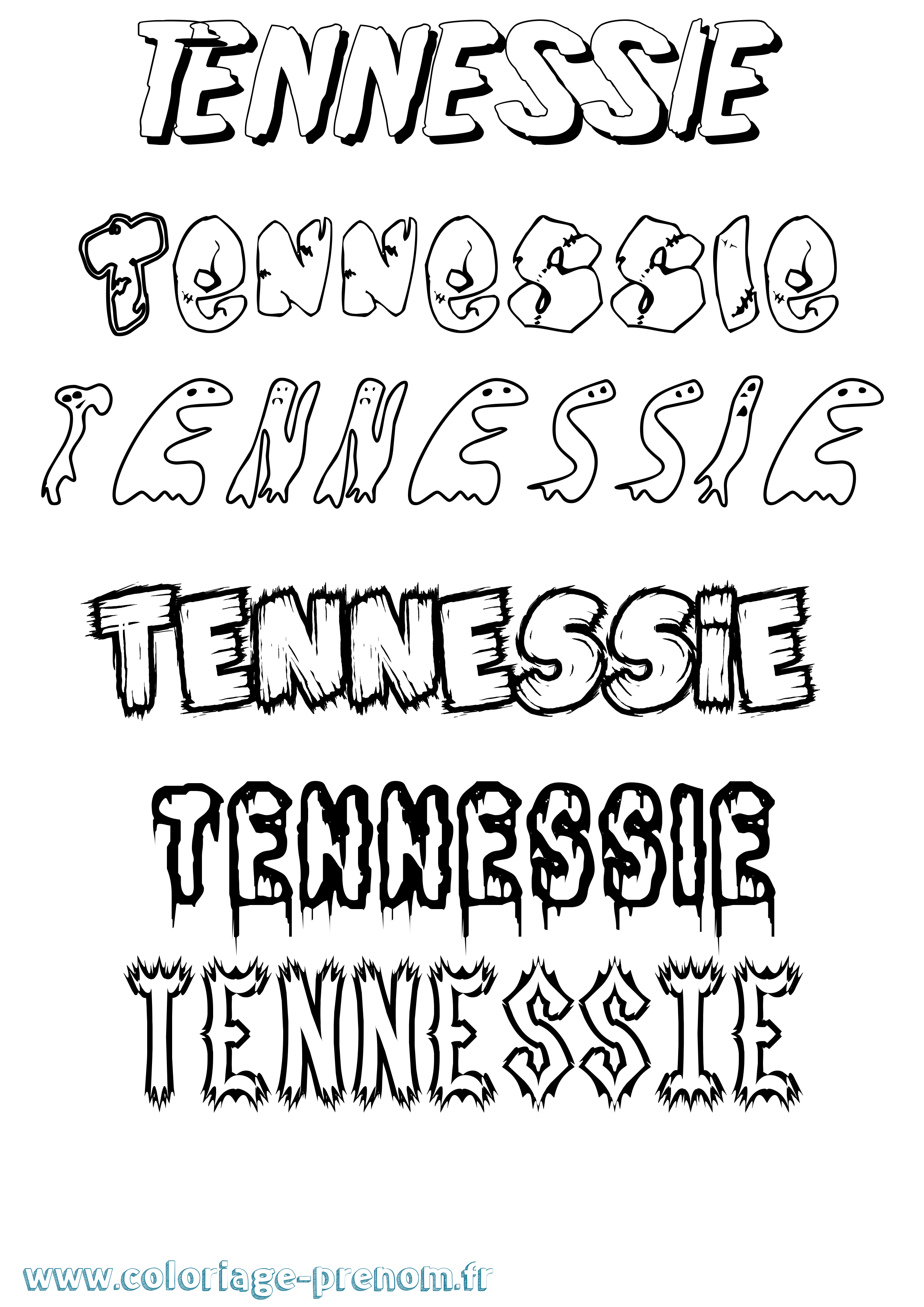 Coloriage Tennessie Frisson Coloriage prénom Tennessie Frisson