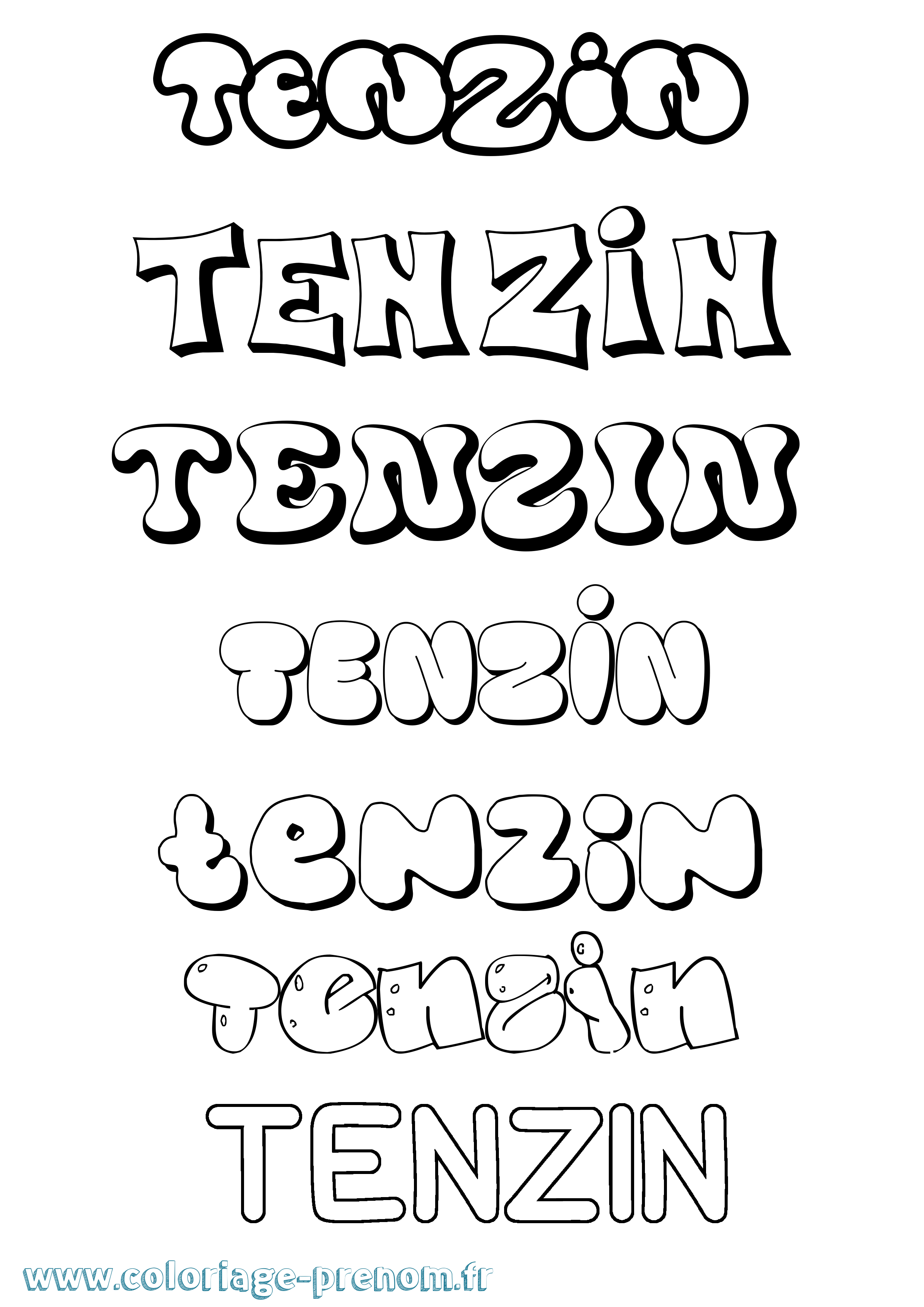 Coloriage Tenzin Bubble Coloriage prénom Tenzin Bubble