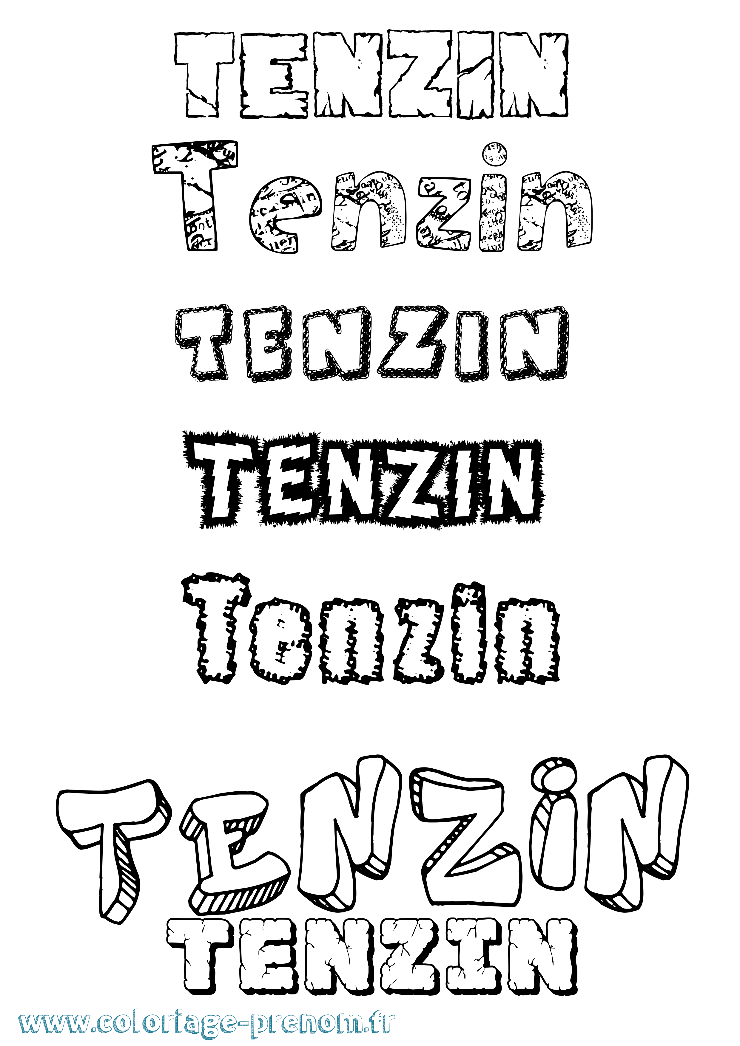 Coloriage Tenzin Destructuré Coloriage prénom Tenzin Destructuré
