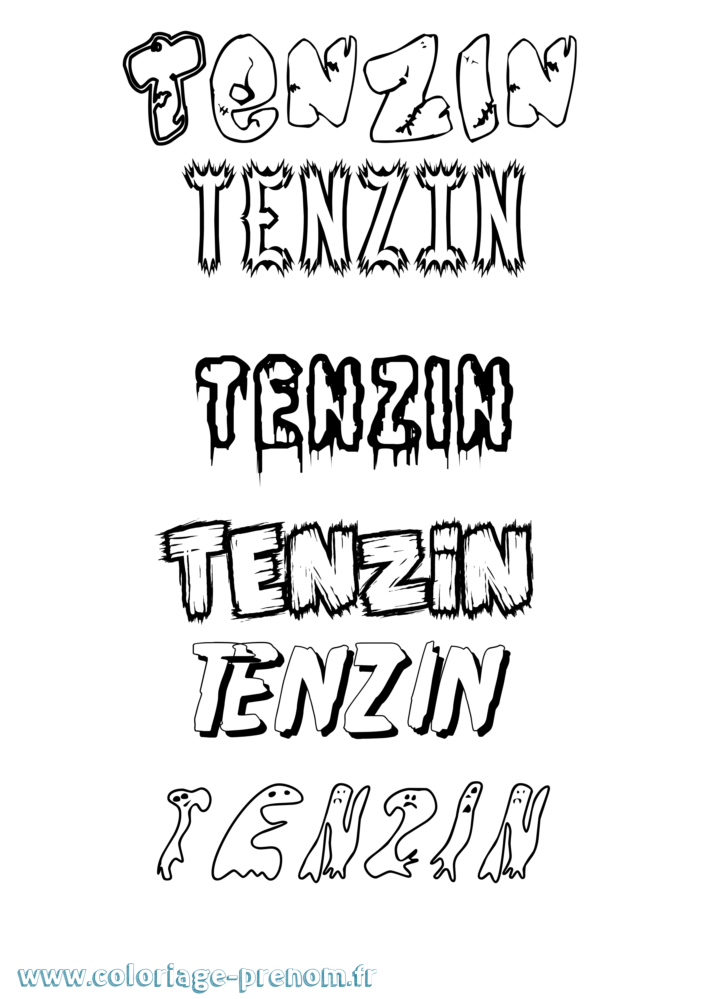 Coloriage Tenzin Frisson Coloriage prénom Tenzin Frisson