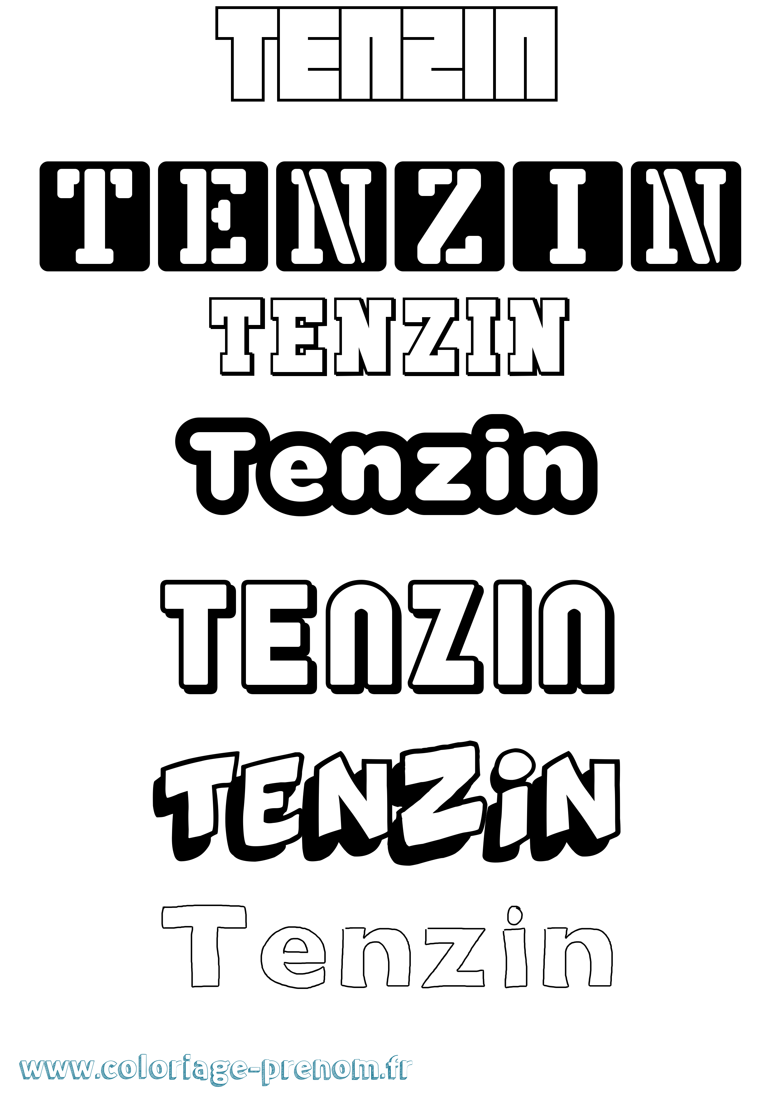 Coloriage Tenzin Simple Coloriage prénom Tenzin Simple
