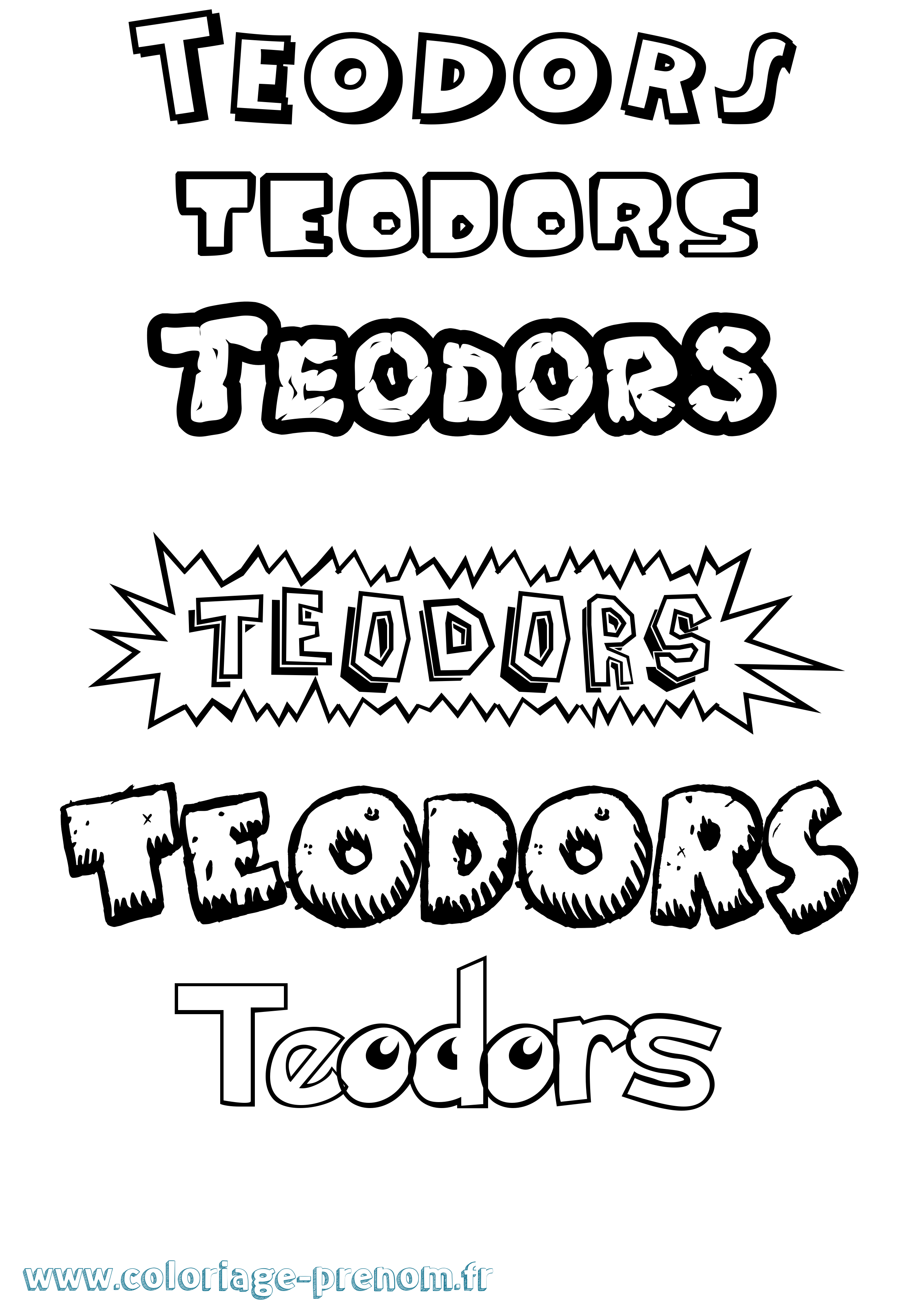 Coloriage Teodors Dessin Animé Coloriage prénom Teodors Dessin Animé