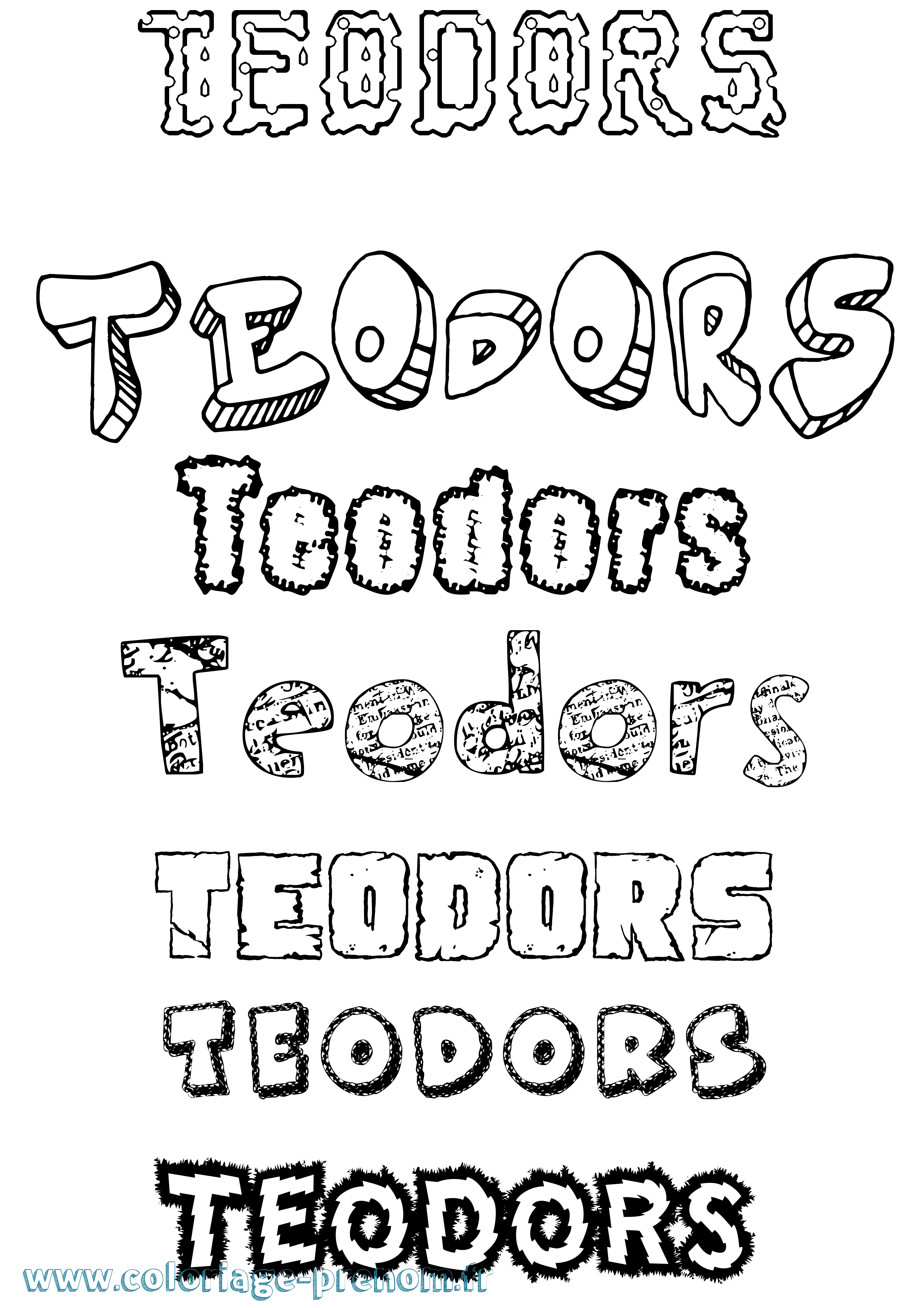 Coloriage Teodors Destructuré Coloriage prénom Teodors Destructuré