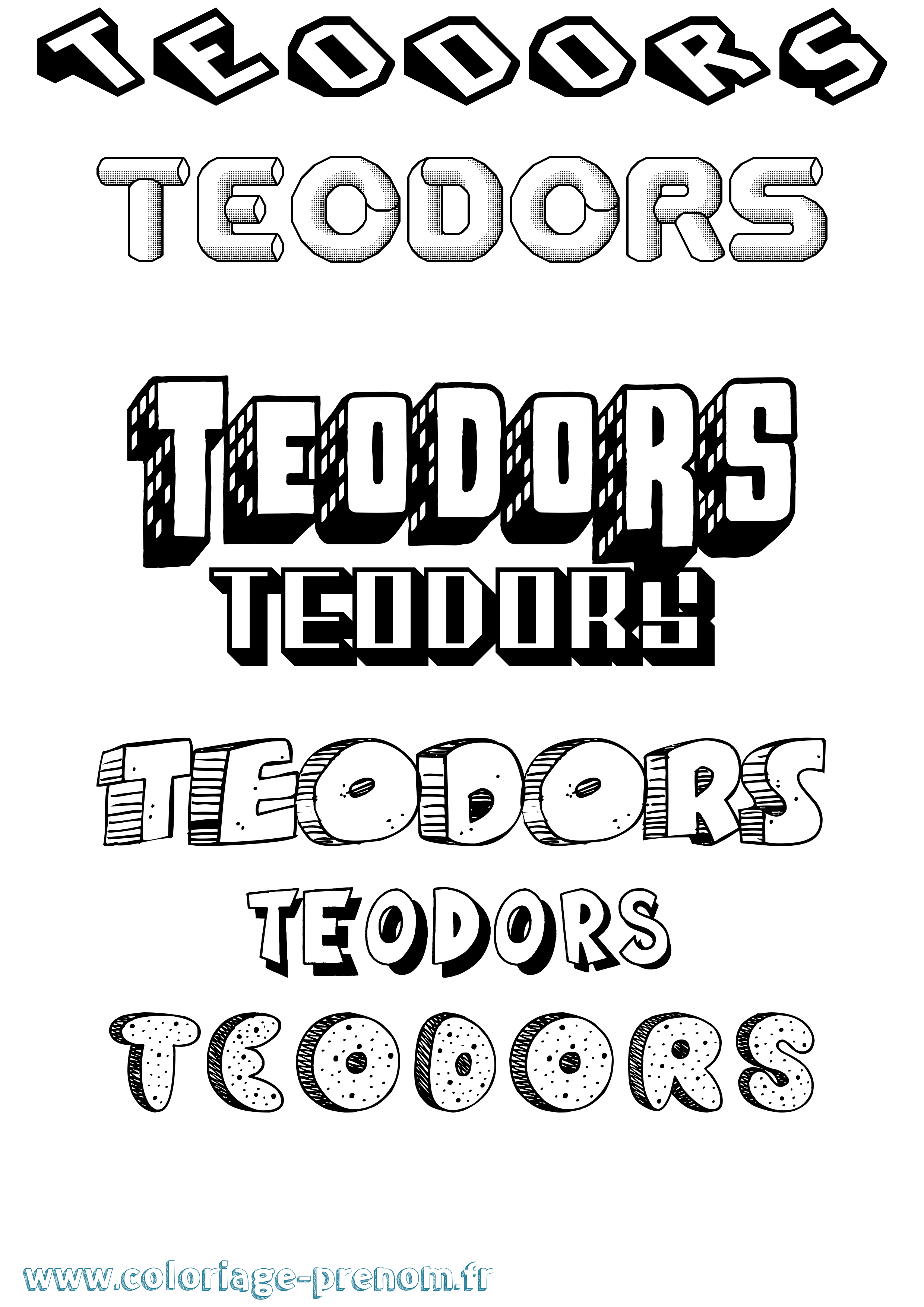 Coloriage Teodors Effet 3D Coloriage prénom Teodors Effet 3D