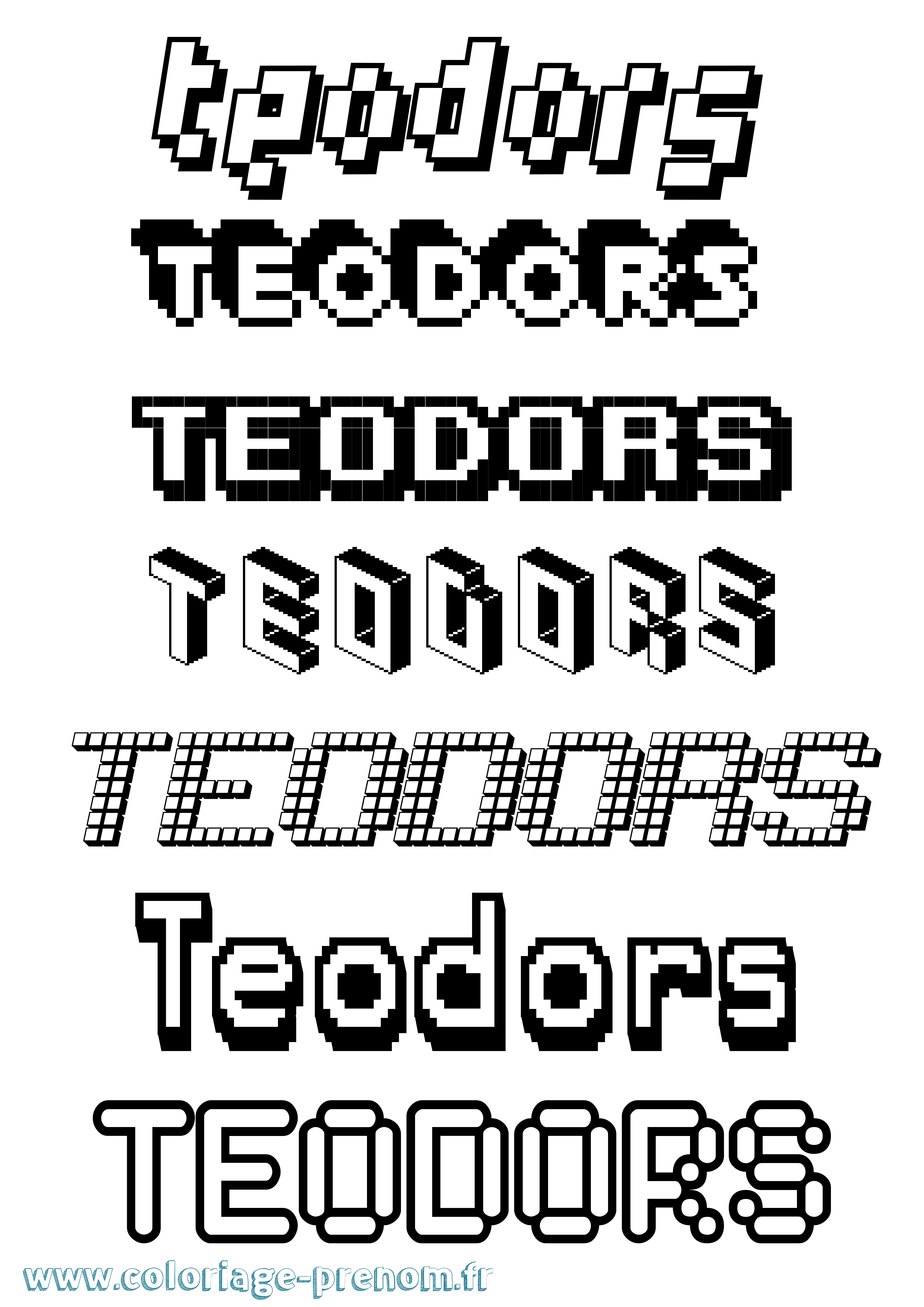 Coloriage Teodors Pixel Coloriage prénom Teodors Pixel