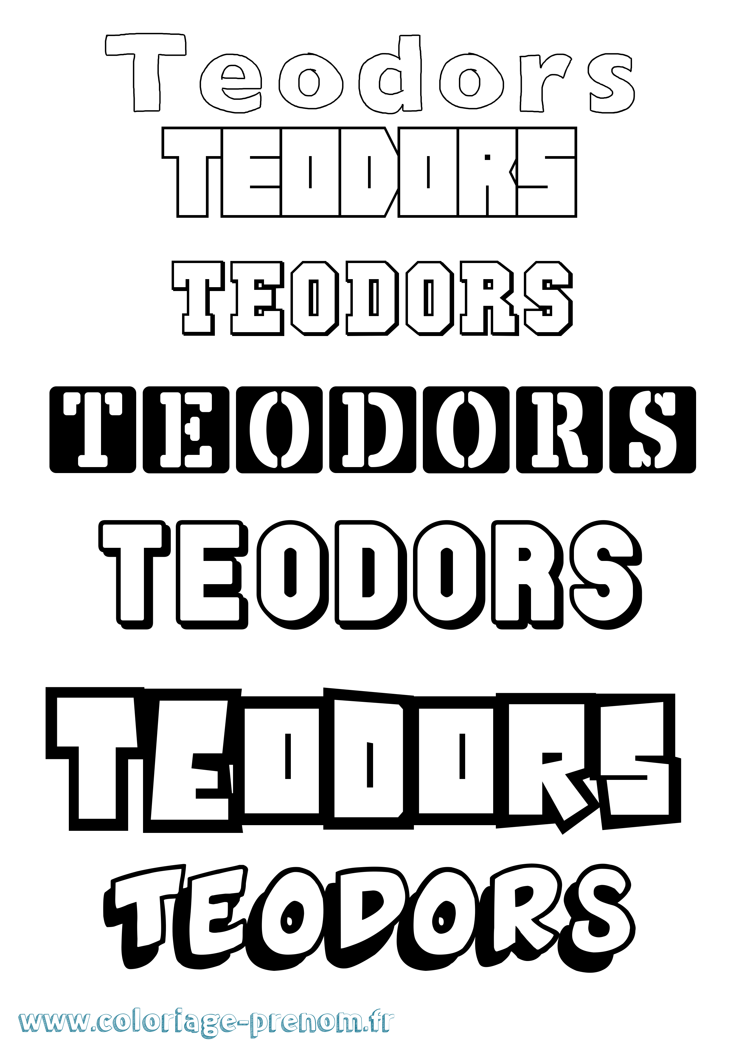 Coloriage Teodors Simple Coloriage prénom Teodors Simple
