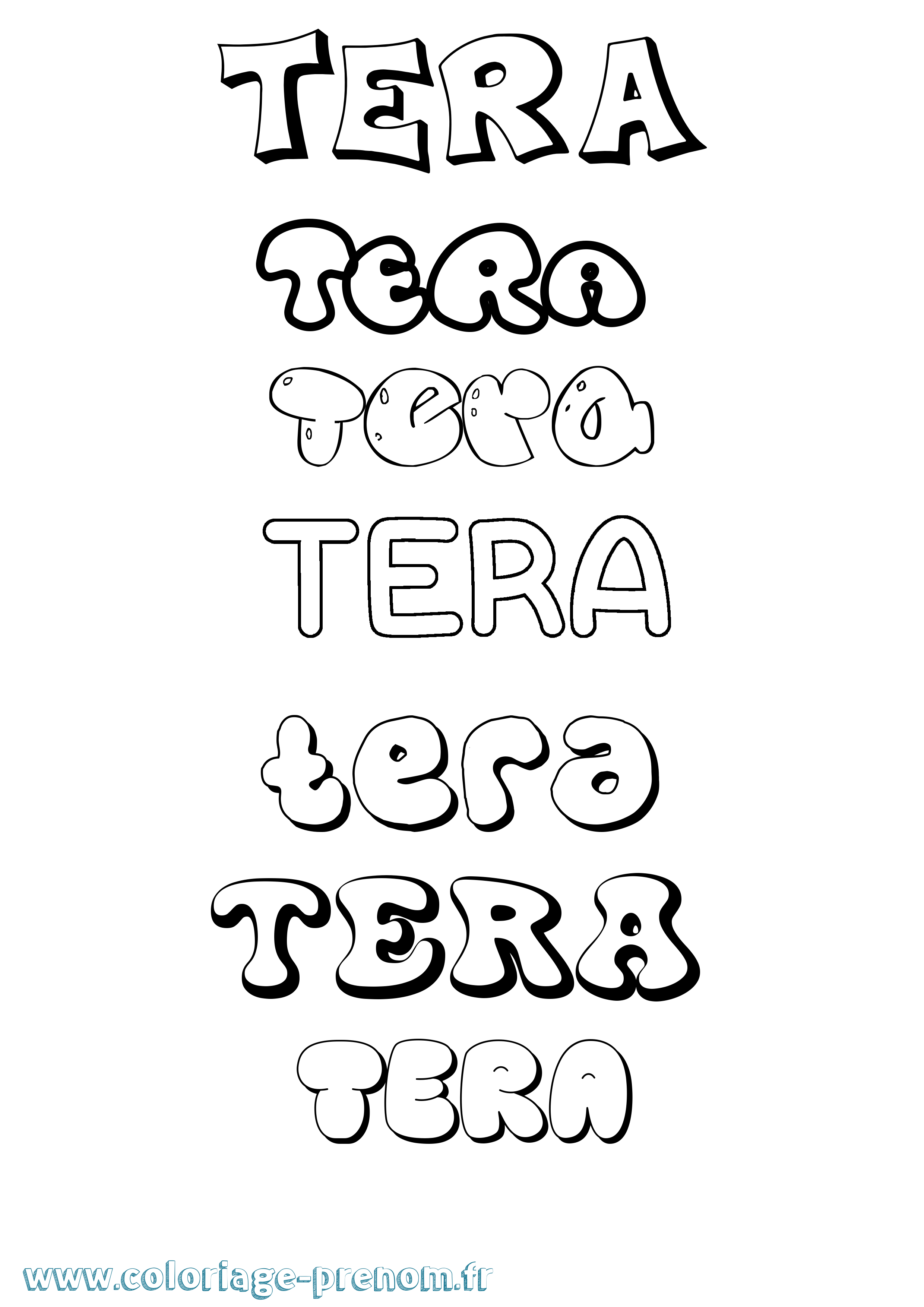 Coloriage Tera Bubble Coloriage prénom Tera Bubble