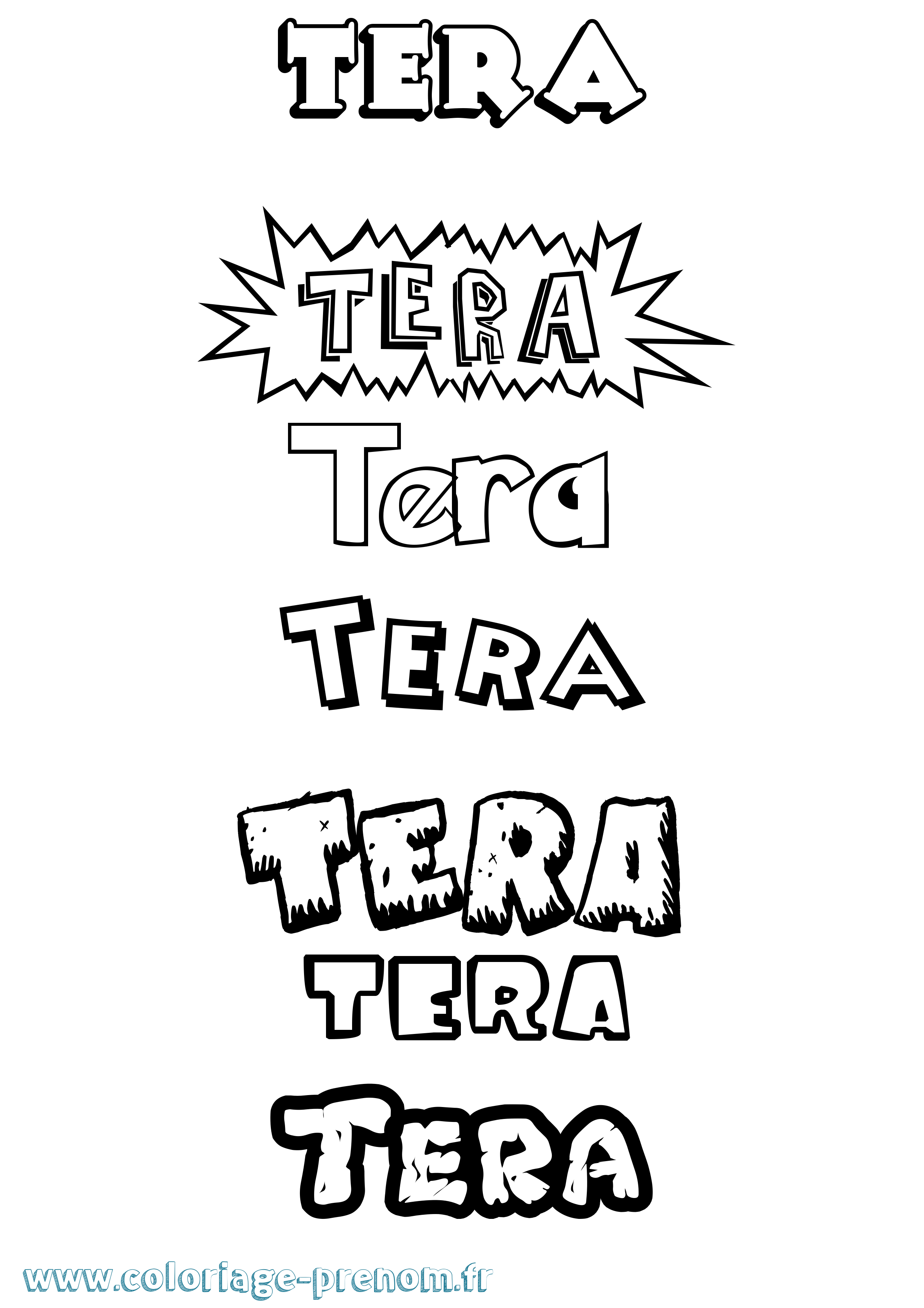 Coloriage Tera Dessin Animé Coloriage prénom Tera Dessin Animé