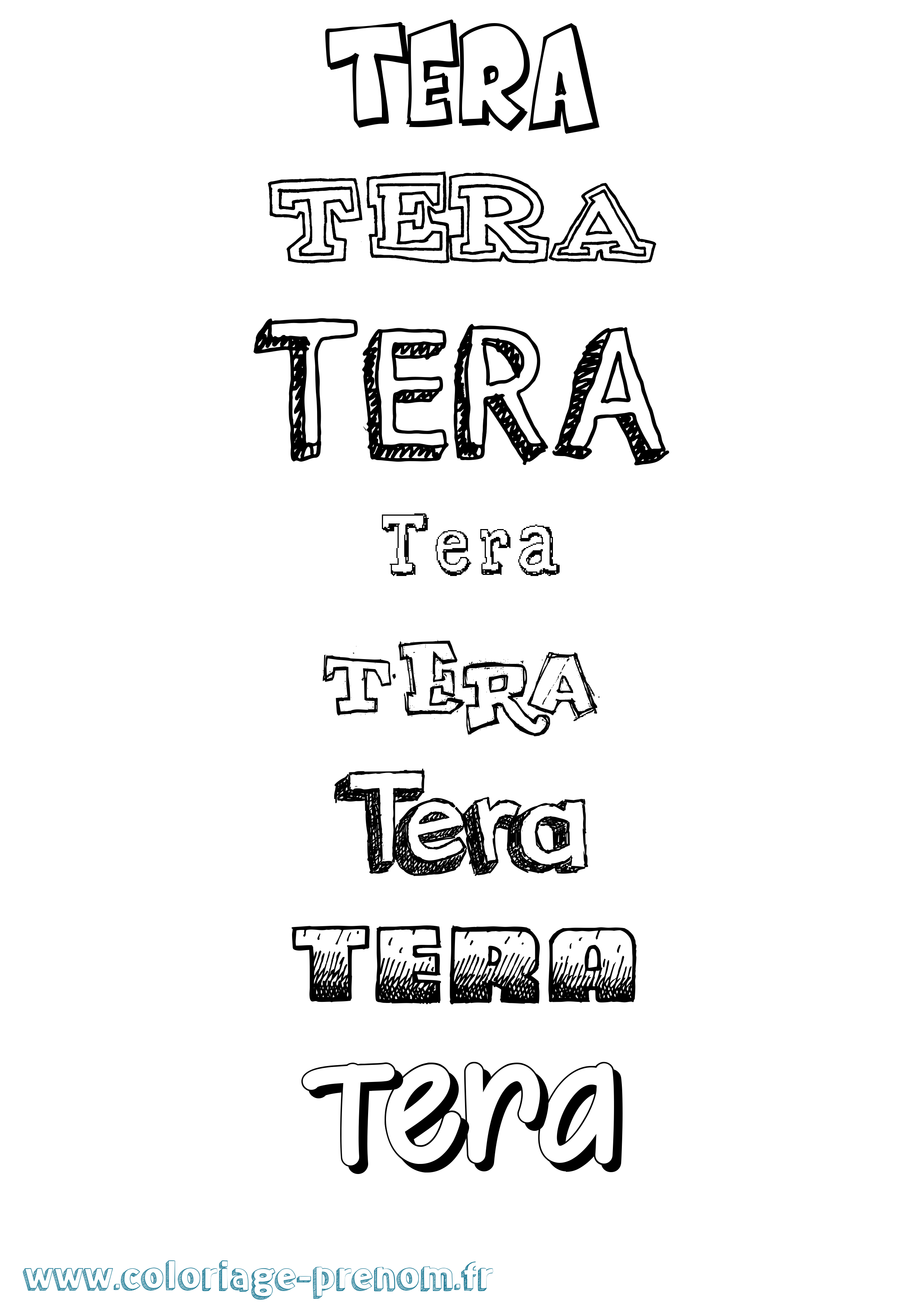 Coloriage Tera Dessiné Coloriage prénom Tera Dessiné