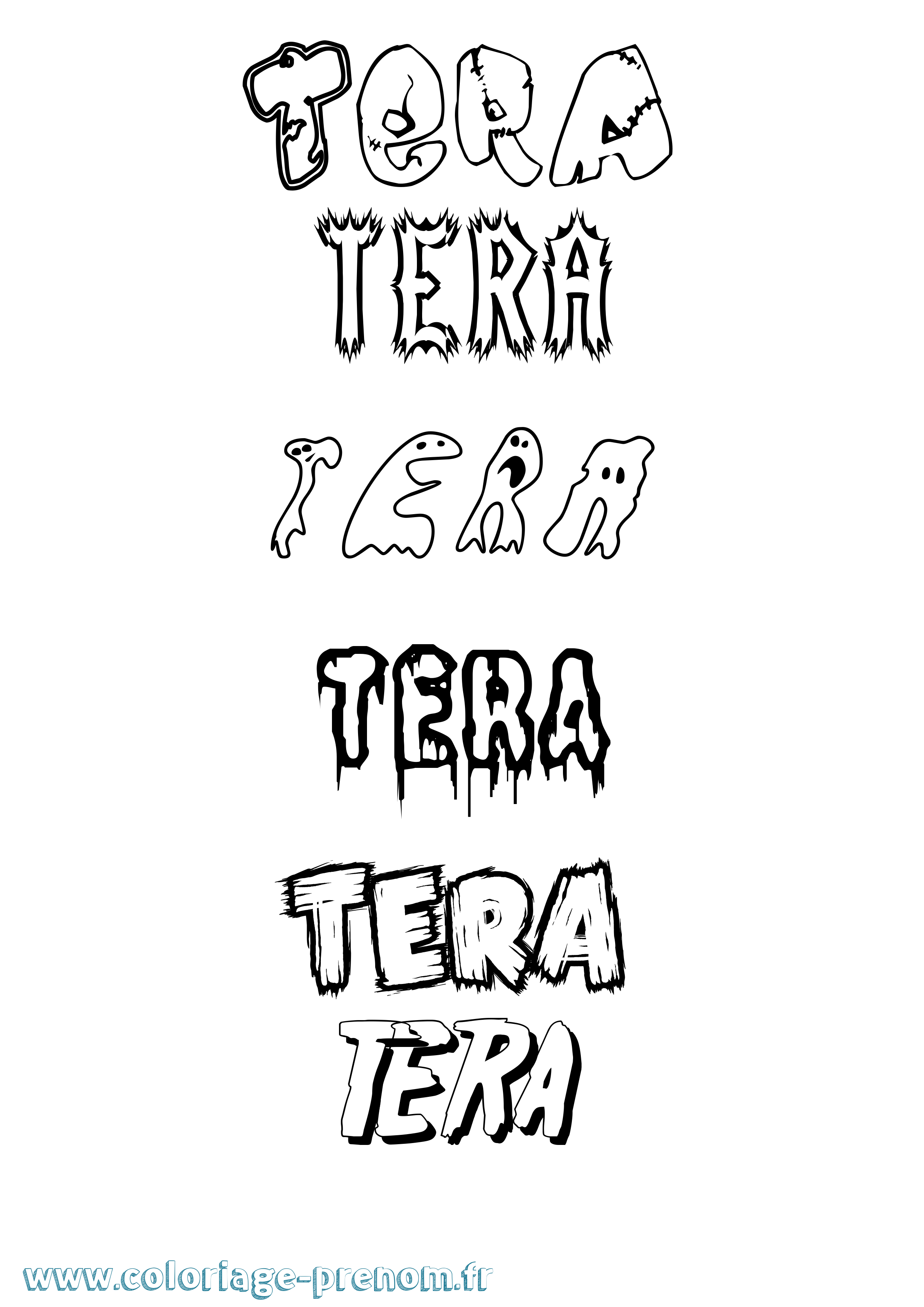 Coloriage Tera Frisson Coloriage prénom Tera Frisson
