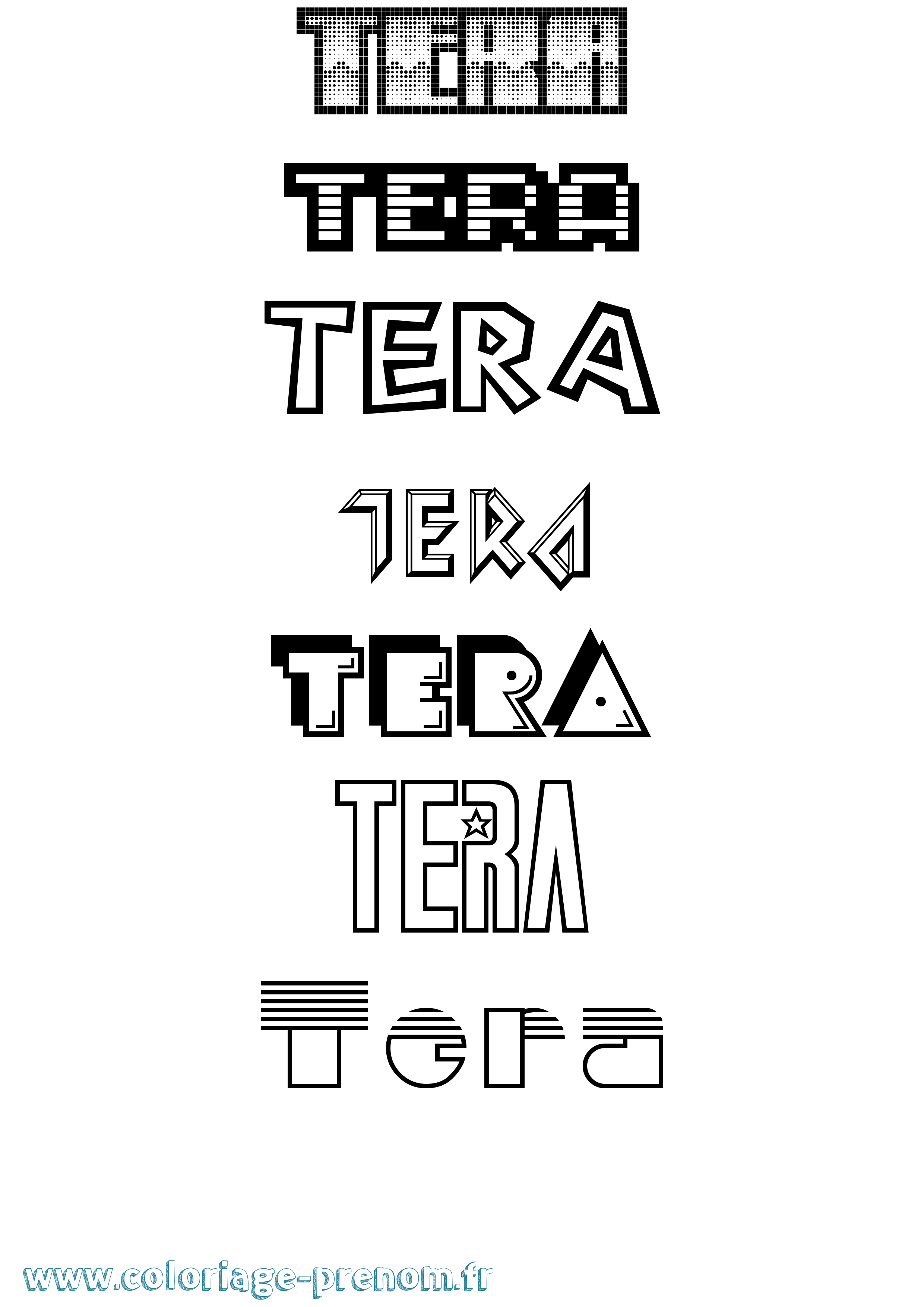 Coloriage Tera Jeux Vidéos Coloriage prénom Tera Jeux Vidéos