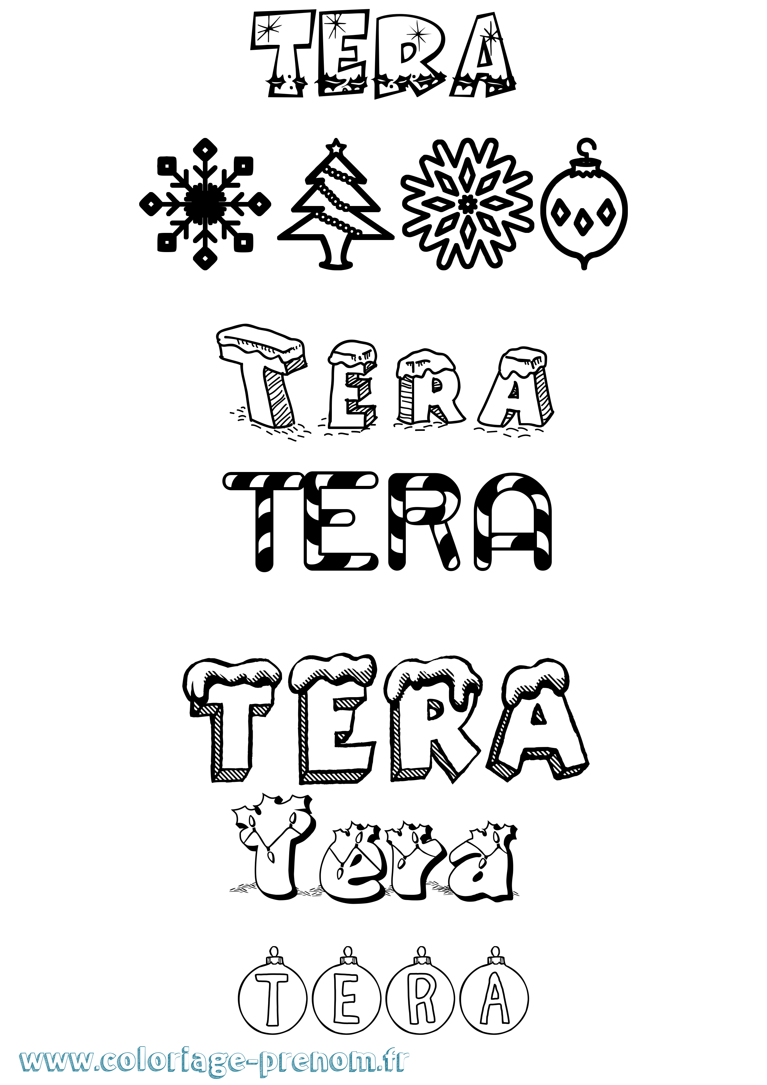 Coloriage Tera Noël Coloriage prénom Tera Noël