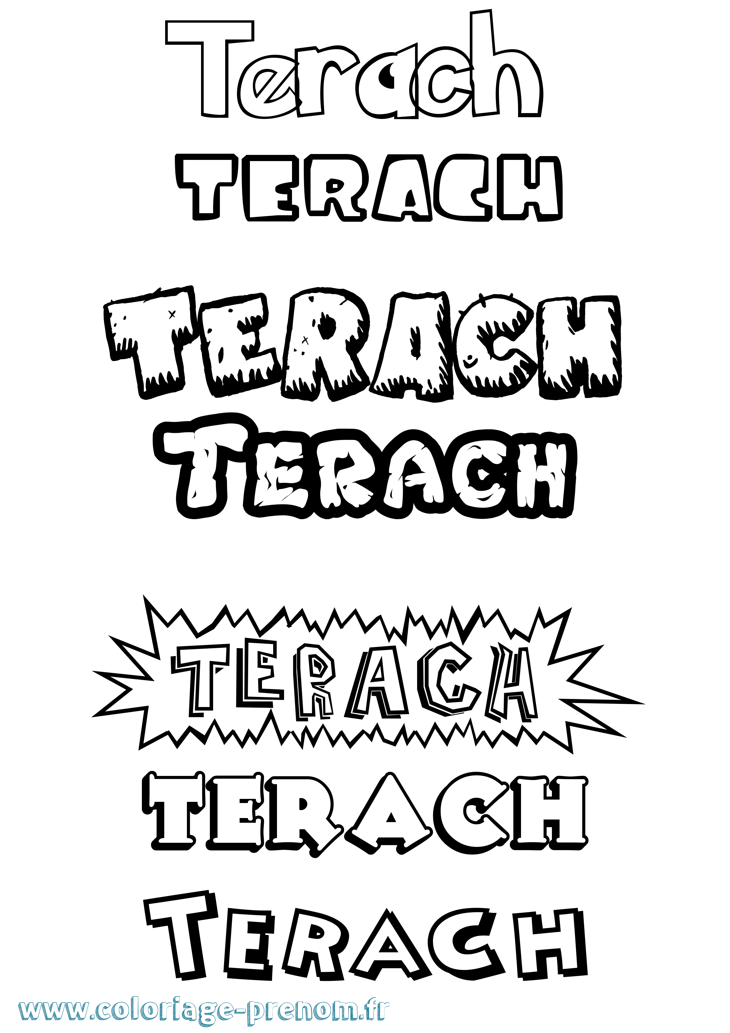 Coloriage Terach Dessin Animé Coloriage prénom Terach Dessin Animé