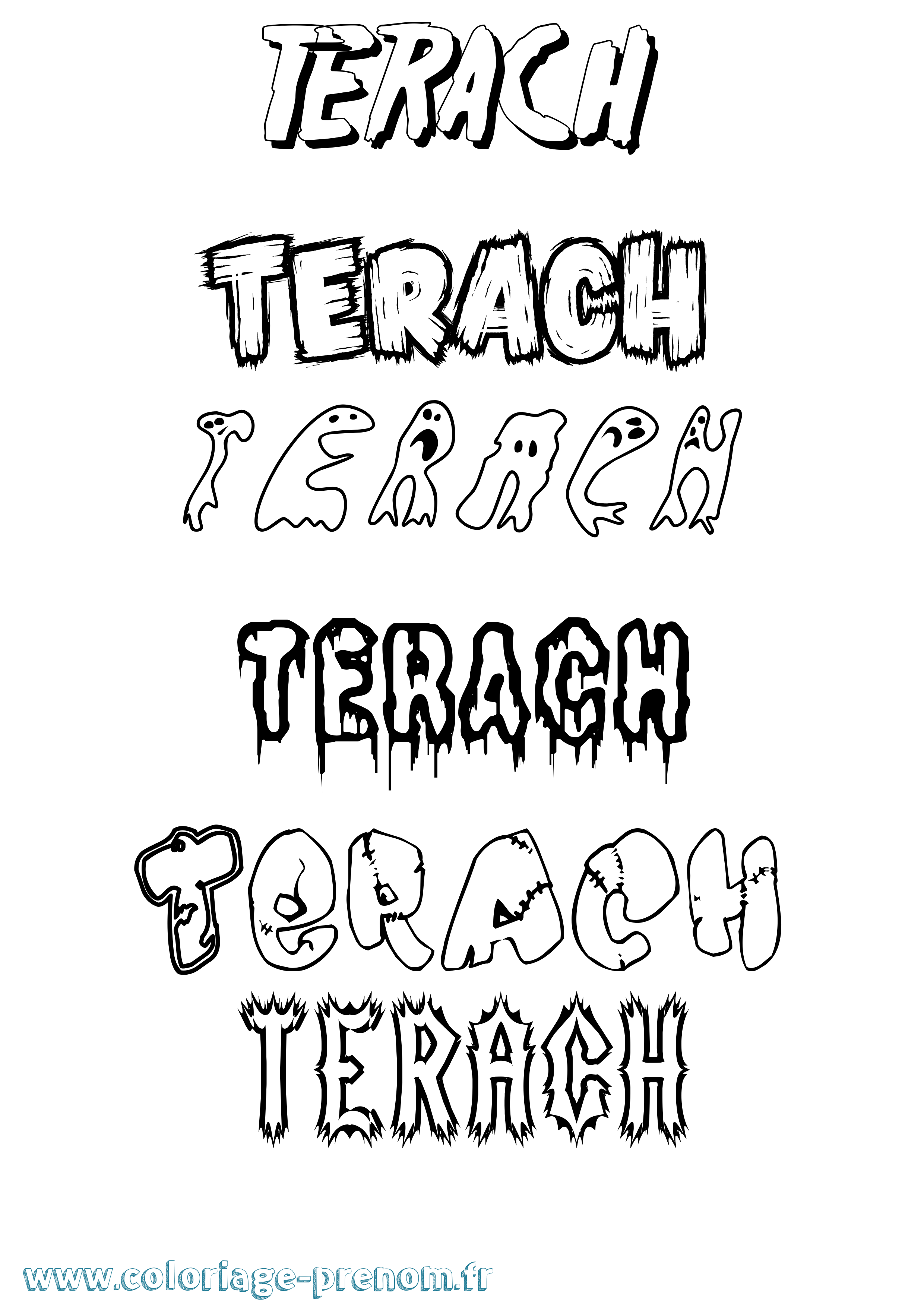 Coloriage Terach Frisson Coloriage prénom Terach Frisson