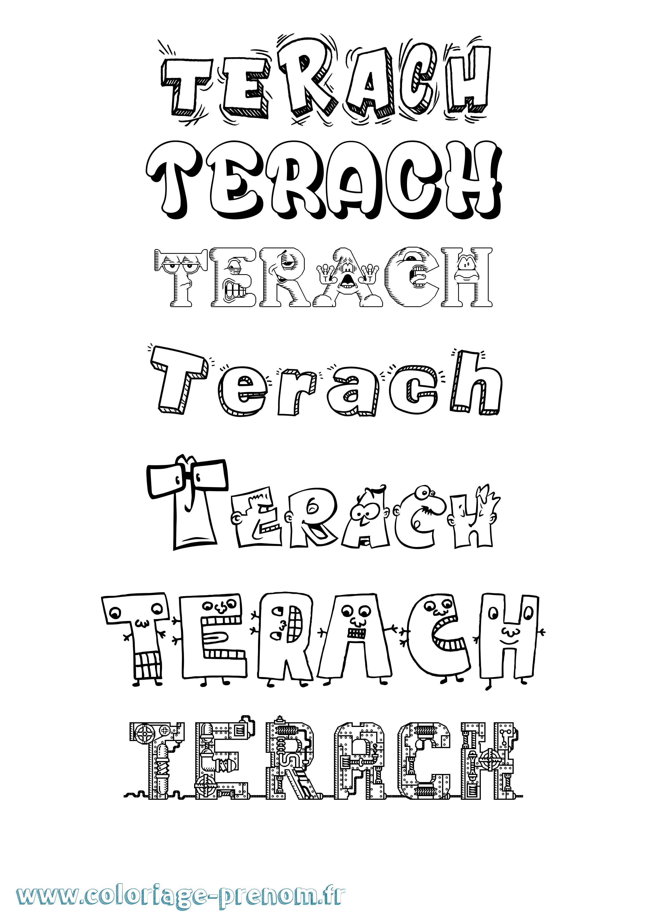 Coloriage Terach Fun Coloriage prénom Terach Fun