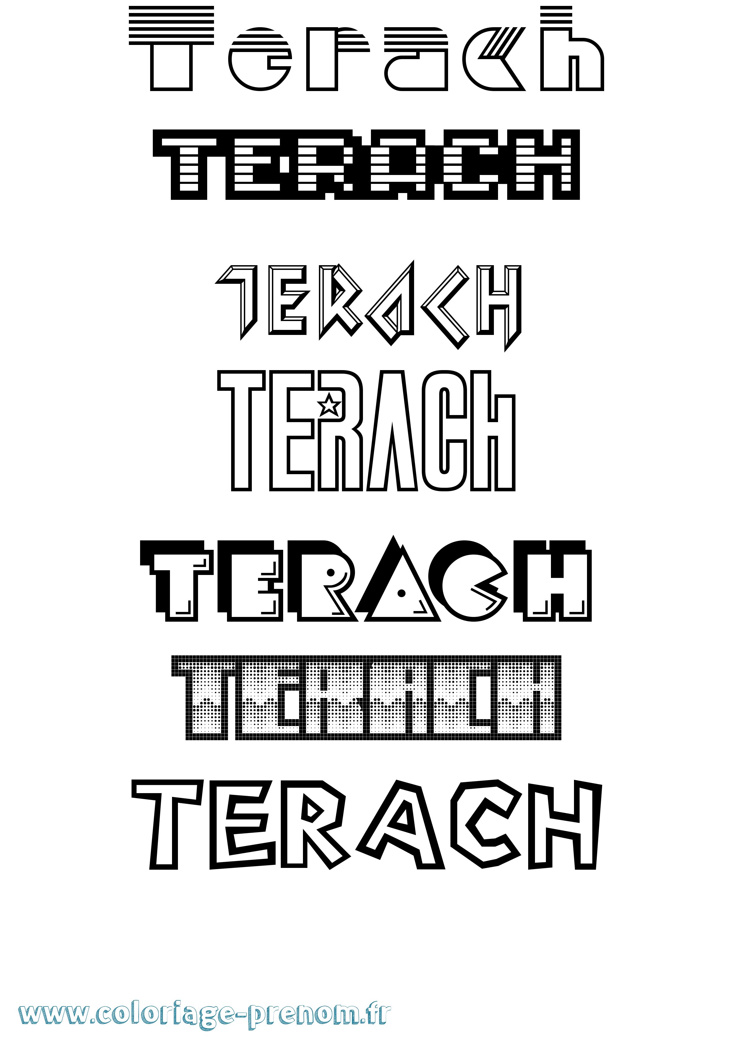 Coloriage Terach Jeux Vidéos Coloriage prénom Terach Jeux Vidéos