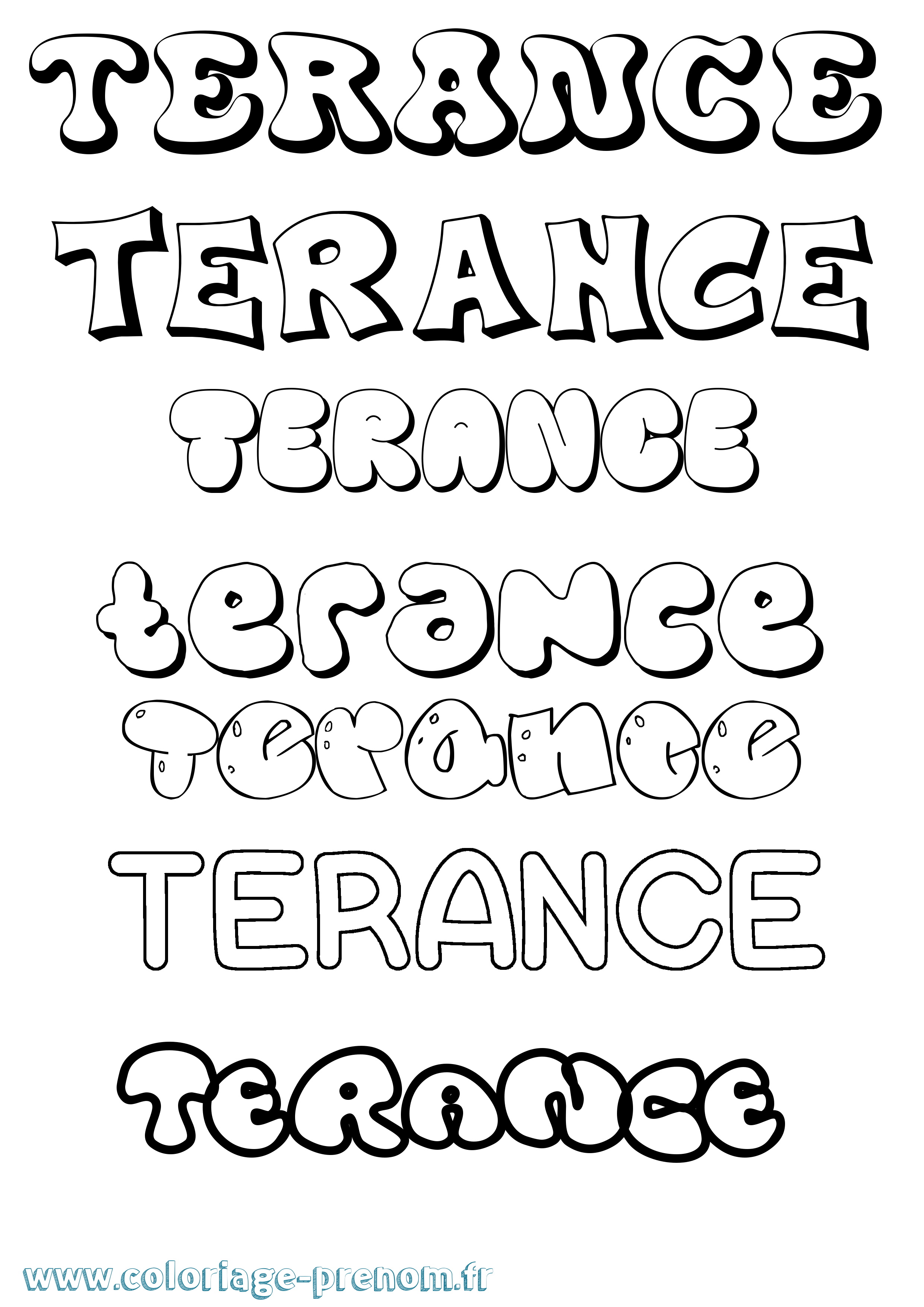 Coloriage Terance Bubble Coloriage prénom Terance Bubble