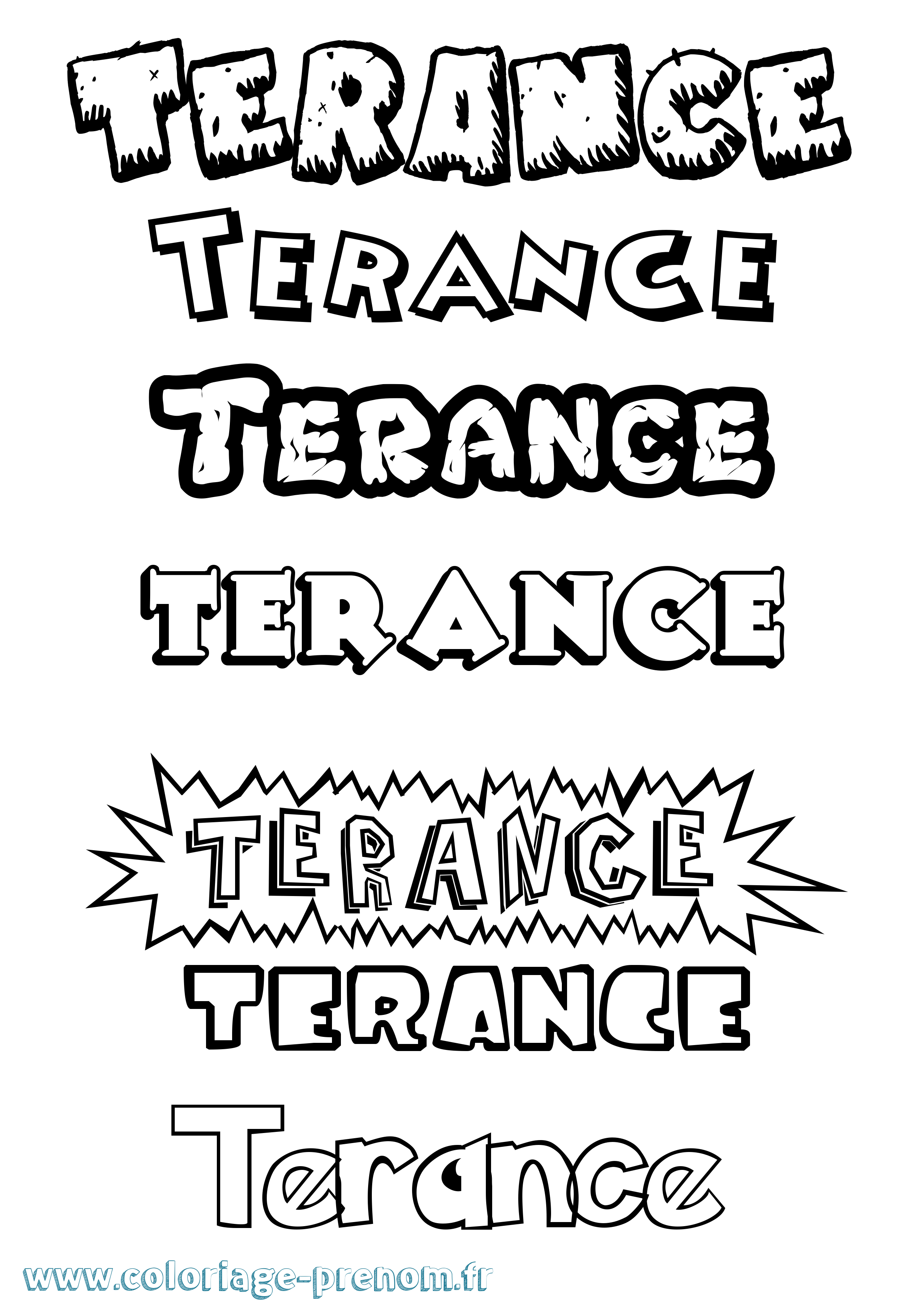 Coloriage Terance Dessin Animé Coloriage prénom Terance Dessin Animé