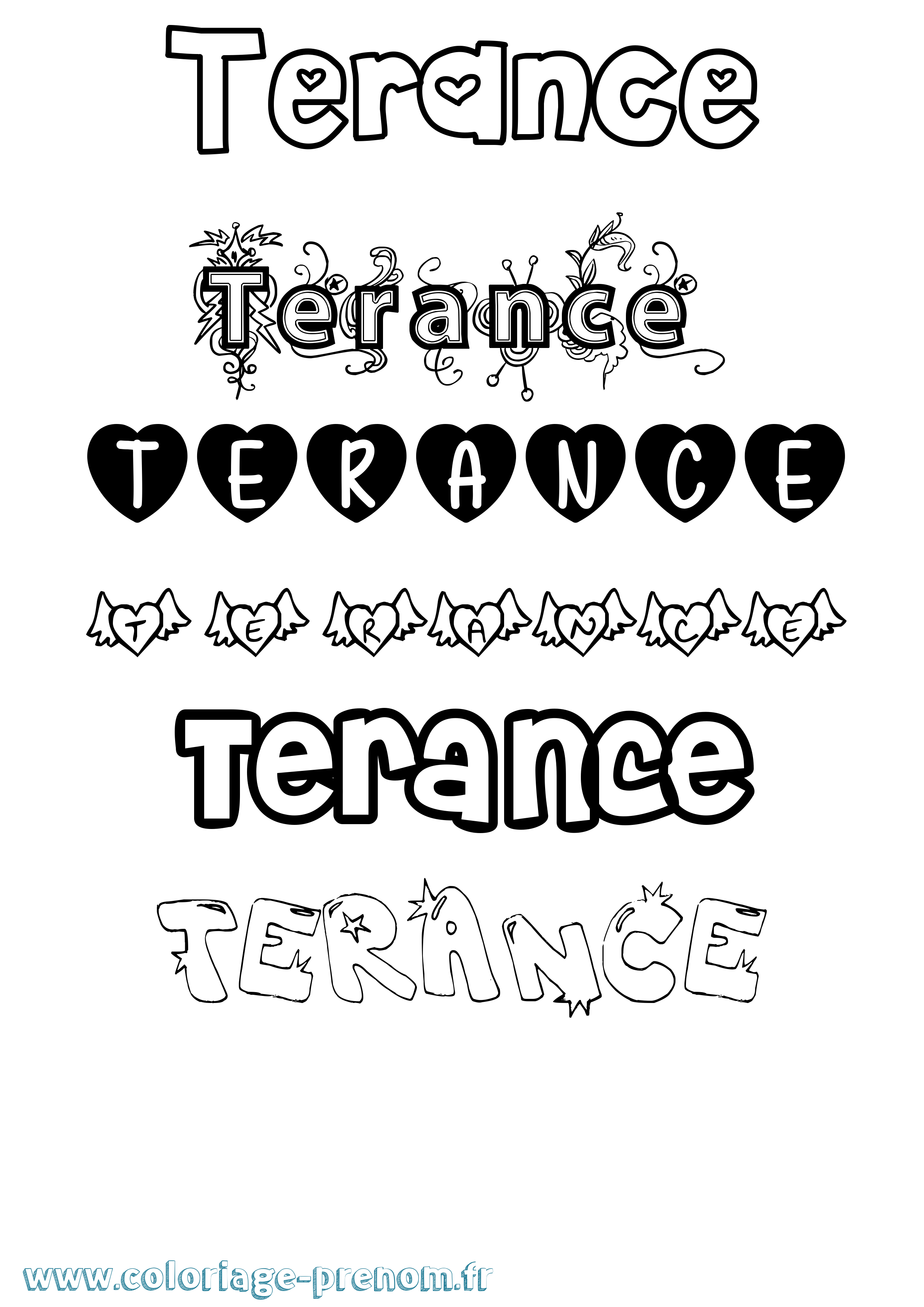 Coloriage Terance Girly Coloriage prénom Terance Girly