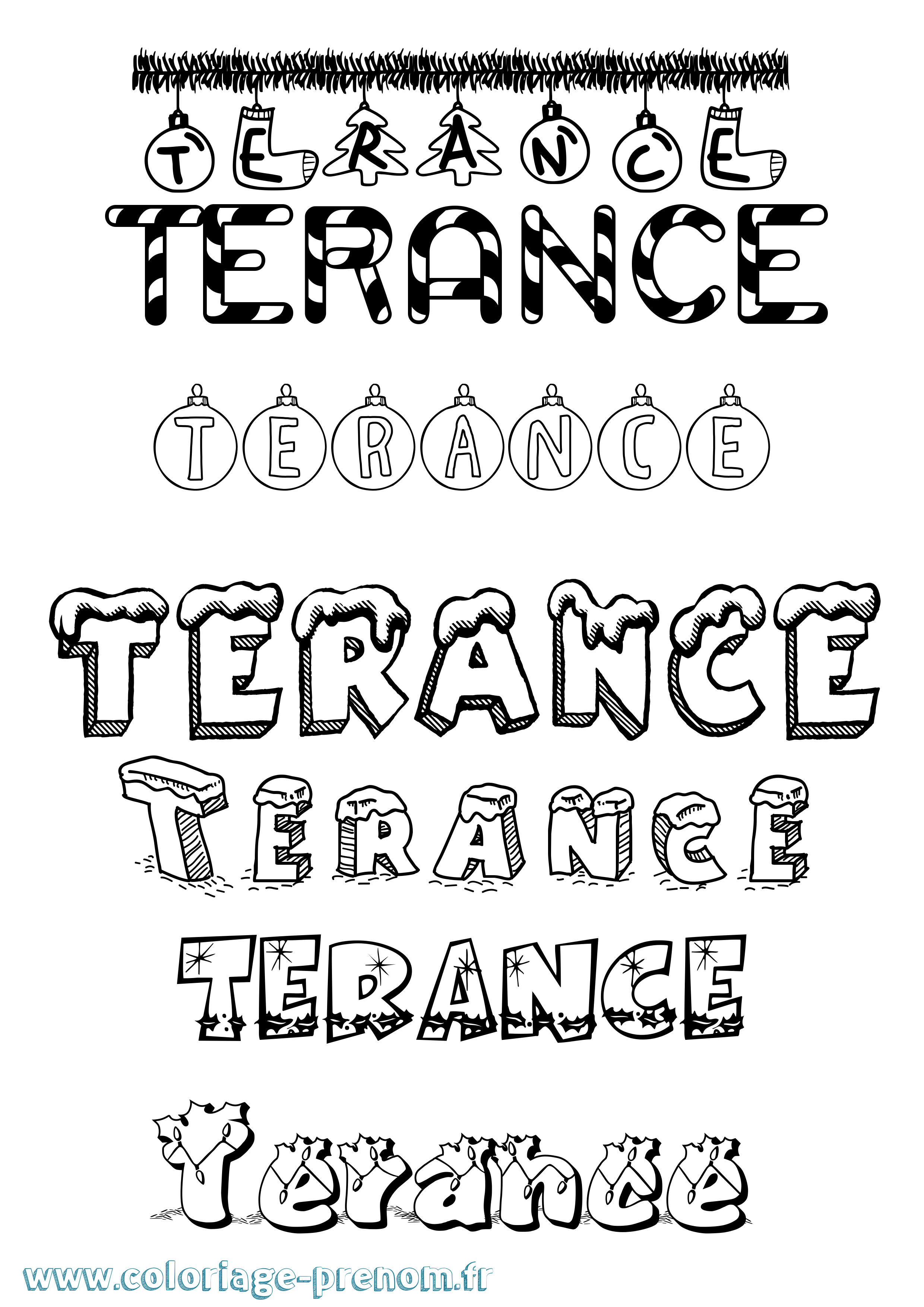 Coloriage Terance Noël Coloriage prénom Terance Noël