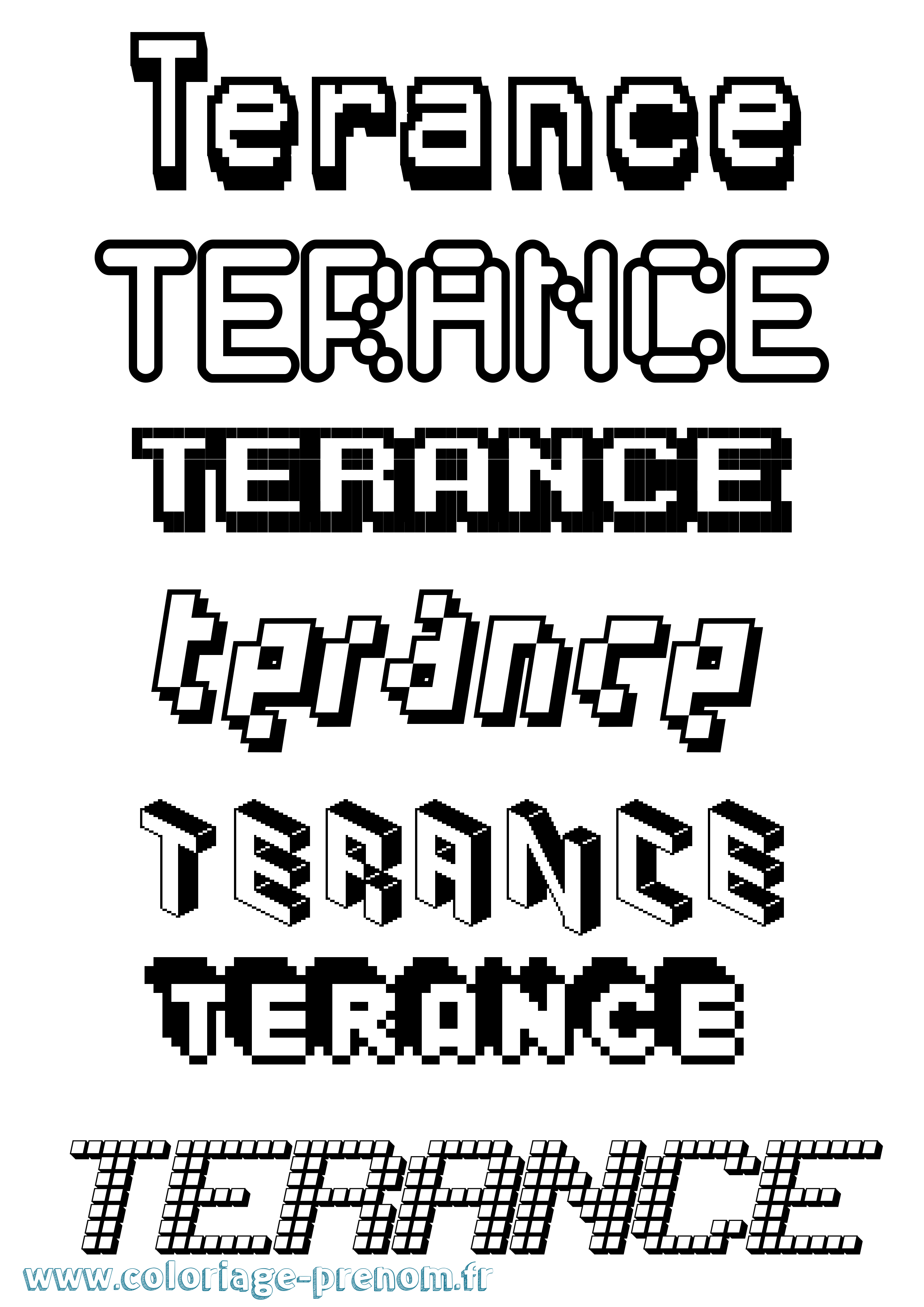 Coloriage Terance Pixel Coloriage prénom Terance Pixel