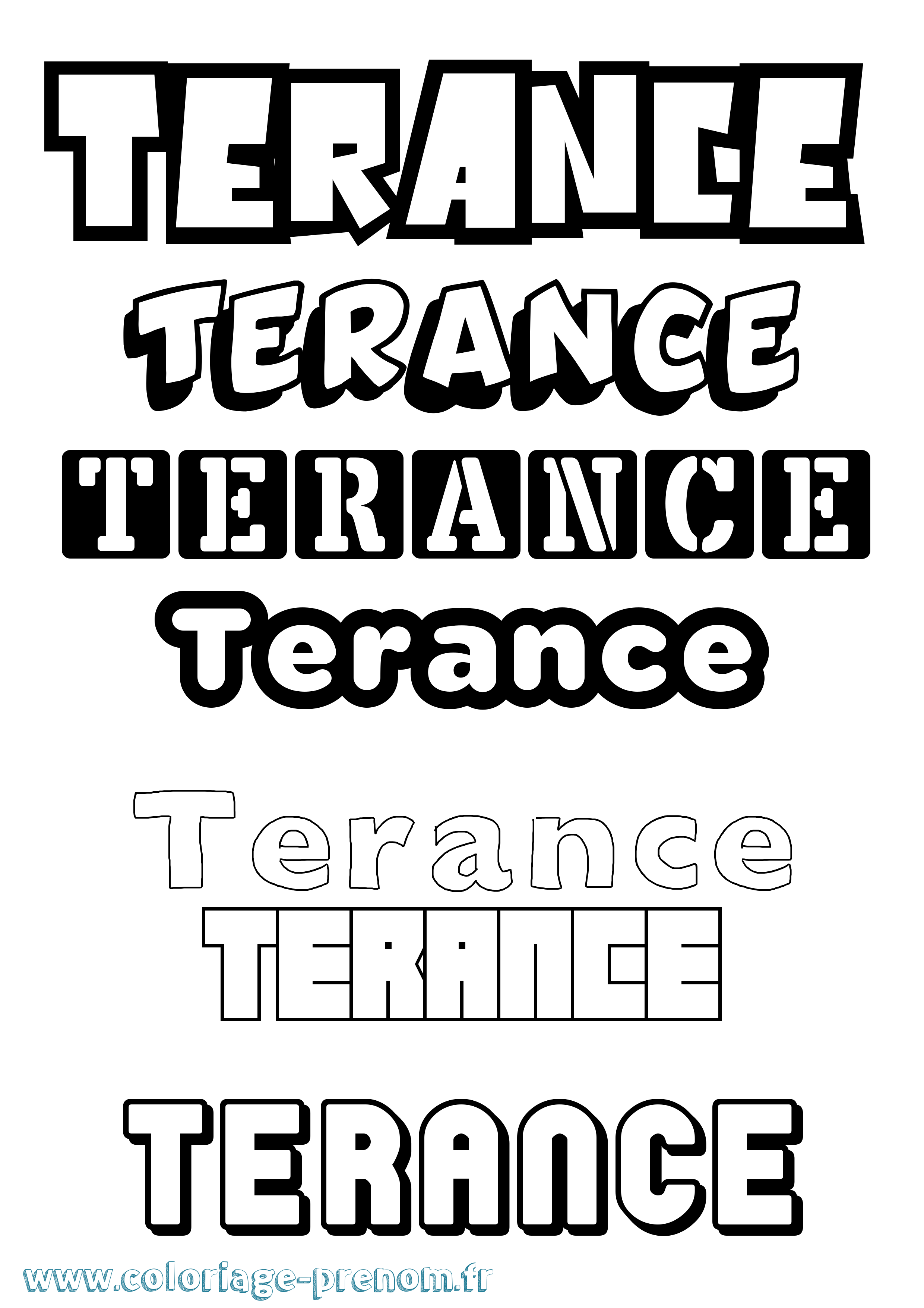 Coloriage Terance Simple Coloriage prénom Terance Simple